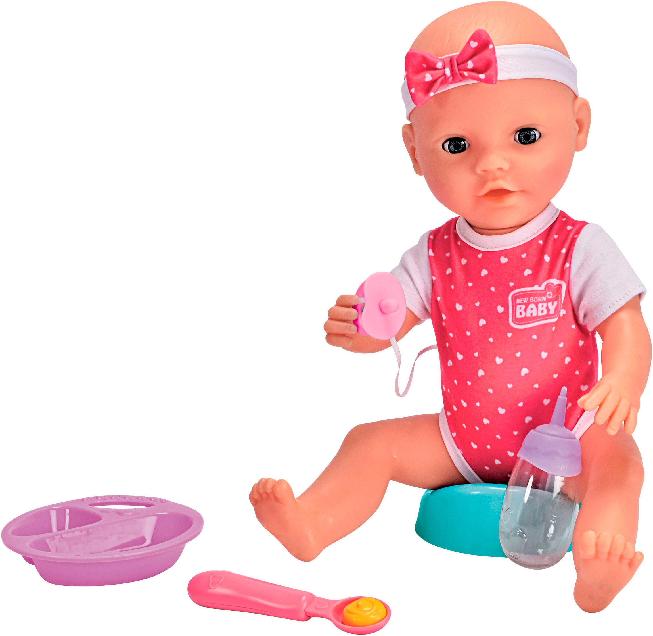 SIMBA Babypuppe »New Born Baby Hungry«, mit Funktionen, inklusive 5-tlg. Zubehör