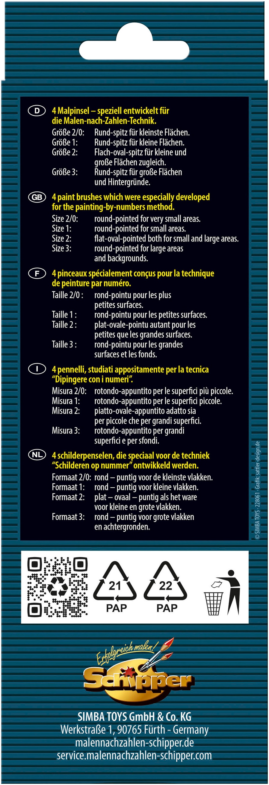 Schipper Kreativset »Malen nach Zahlen, Spezialpinsel«, (Set, 4 tlg.), Made in Germany