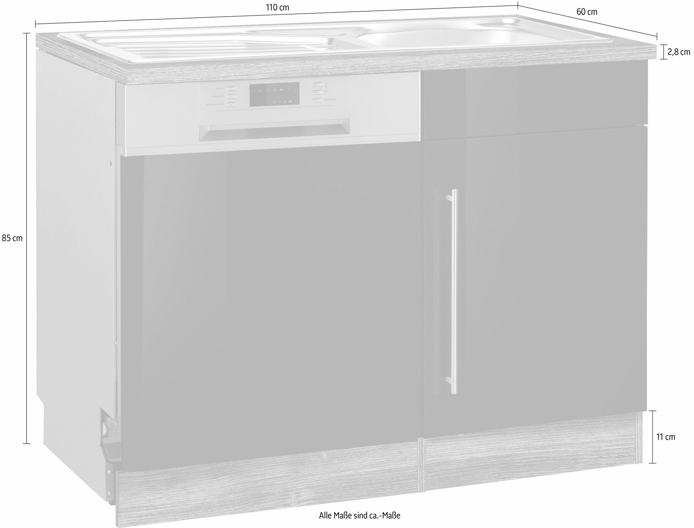 Kochstation Spülenschrank »KS-Samos«, 110 cm breit, inkl. Tür/Sockel für Geschirrspüler