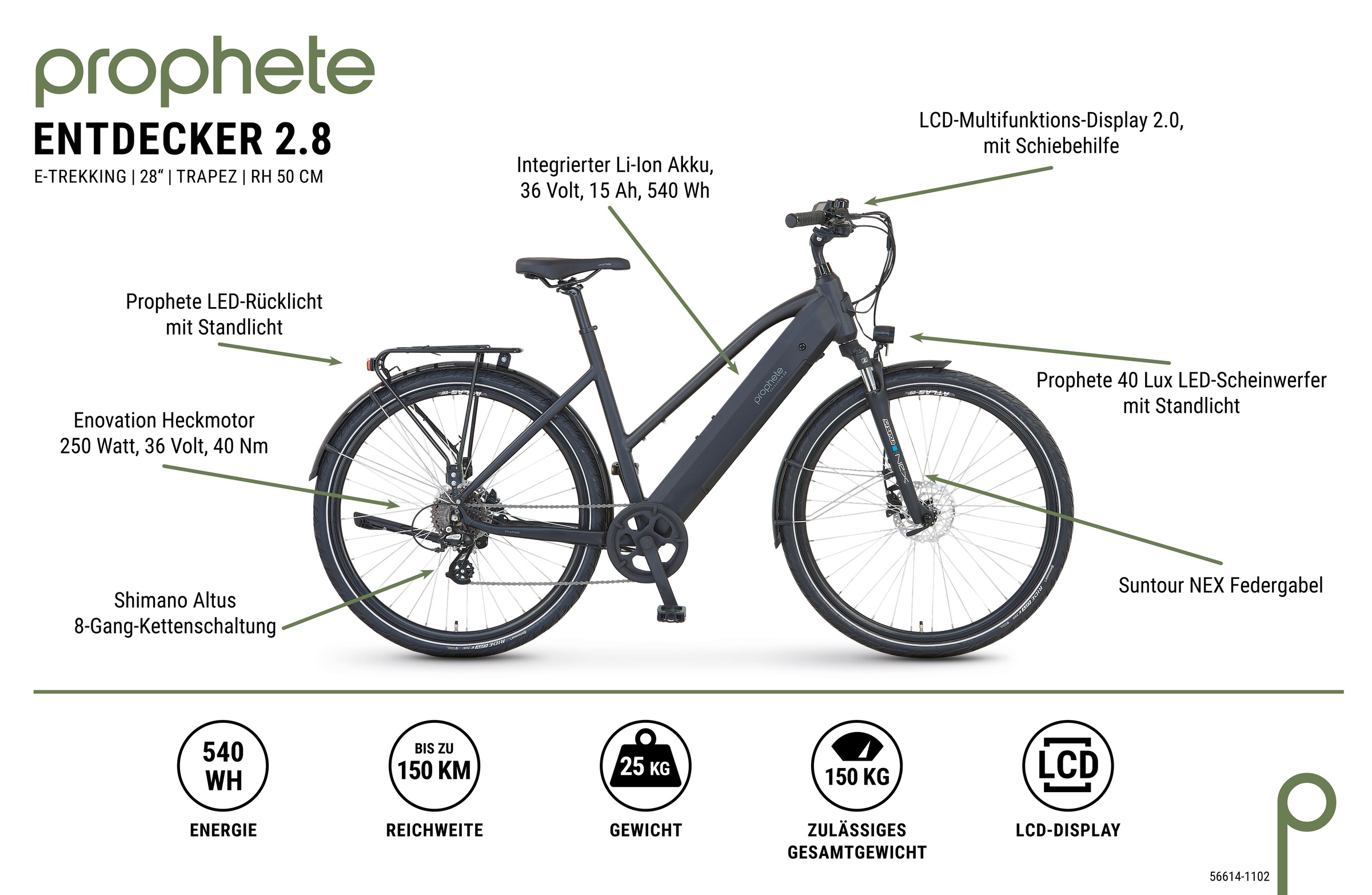 Prophete E-Bike »Entdecker 2.8«, 8 Gang, Shimano, Altus, Heckmotor 250 W, Pedelec, Elektrofahrrad für Damen