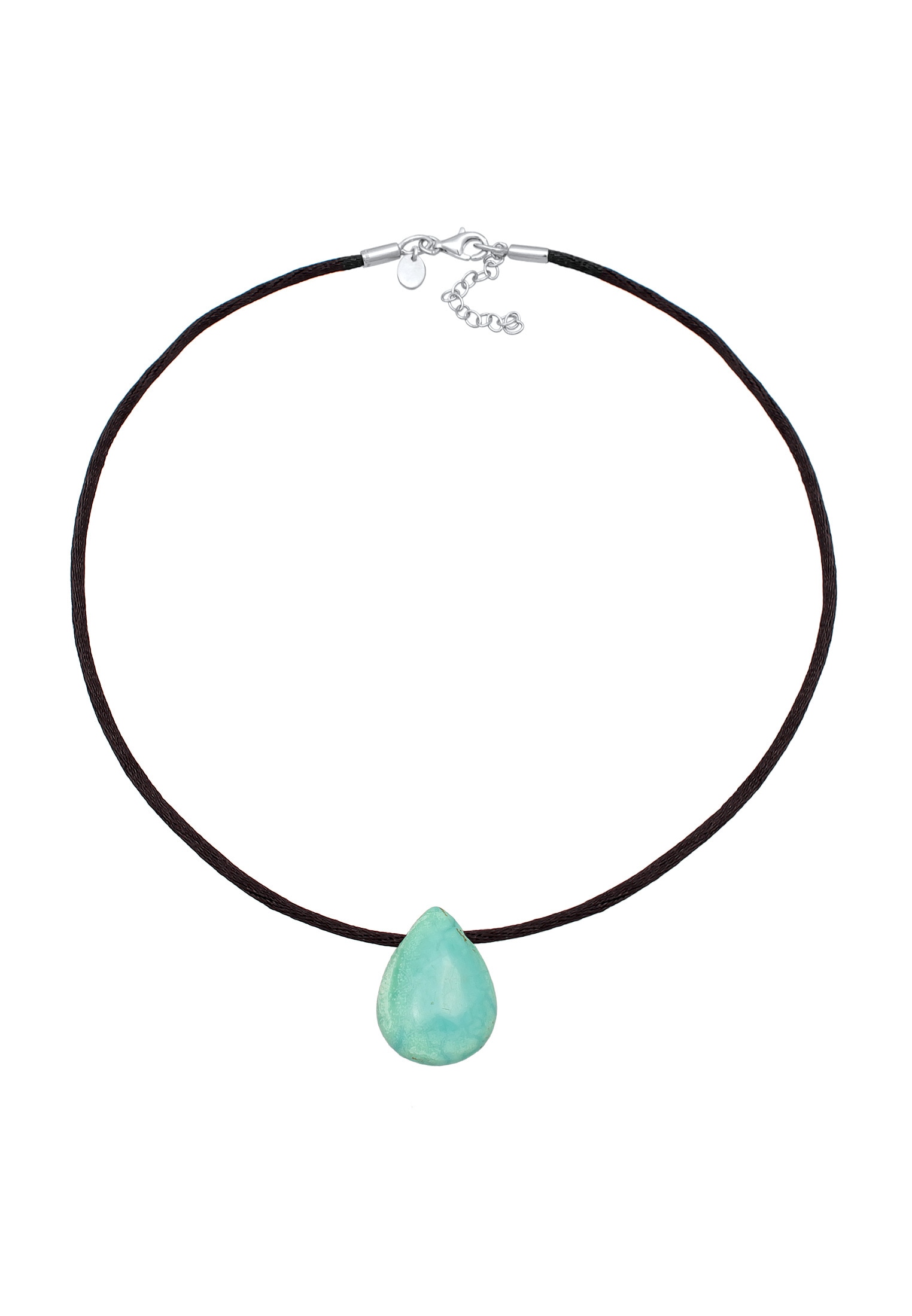 Elli Premium Choker »Halskette Choker Satin Türkis Edelstein Tropfen 925 Silber«