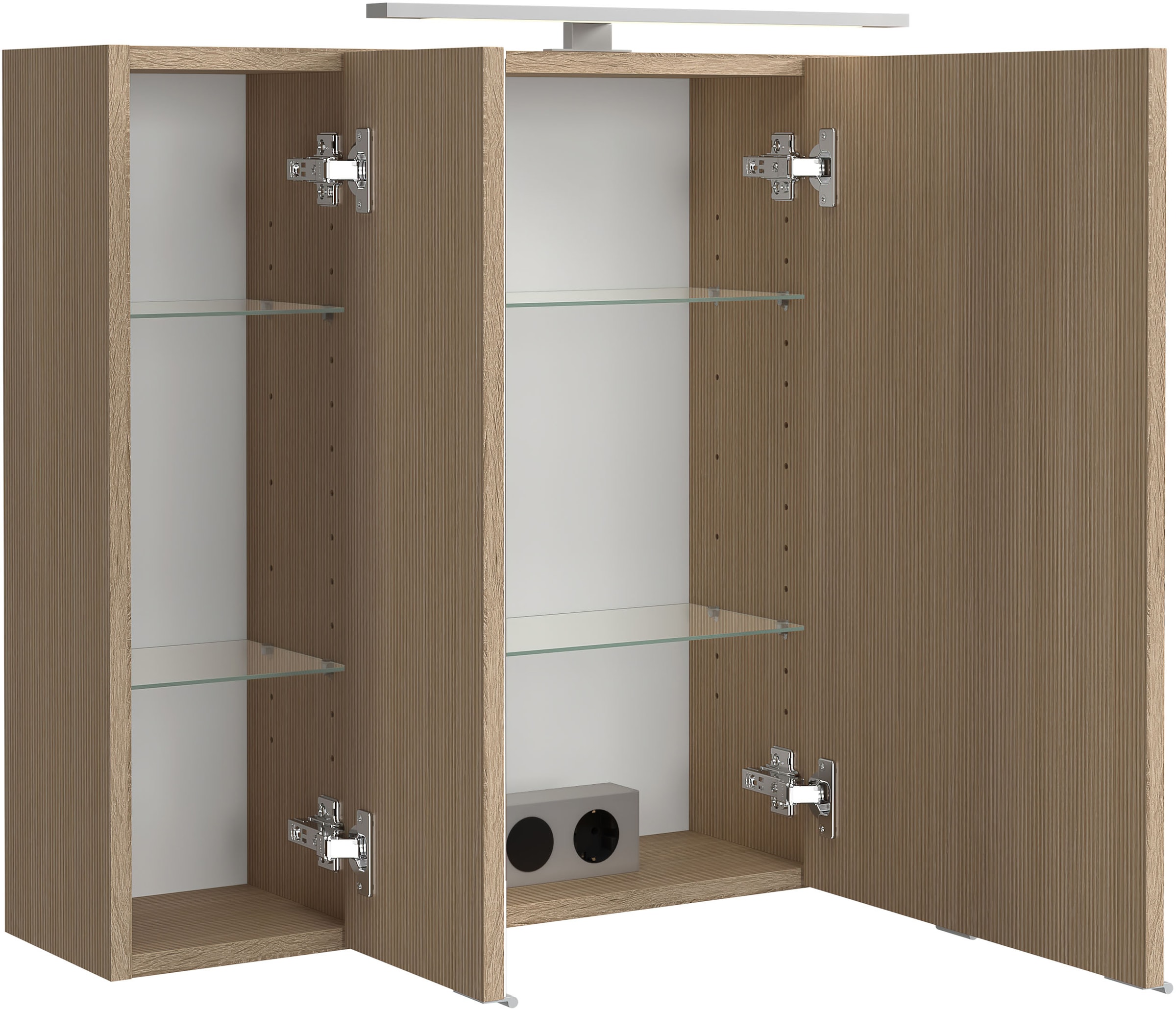 welltime Badmöbel-Set »EIXO, Set aus Spiegelschrank, Waschtisch und Midischrank«, Set 110 cm breit, Badmöbel mit LED-Beleuchtung