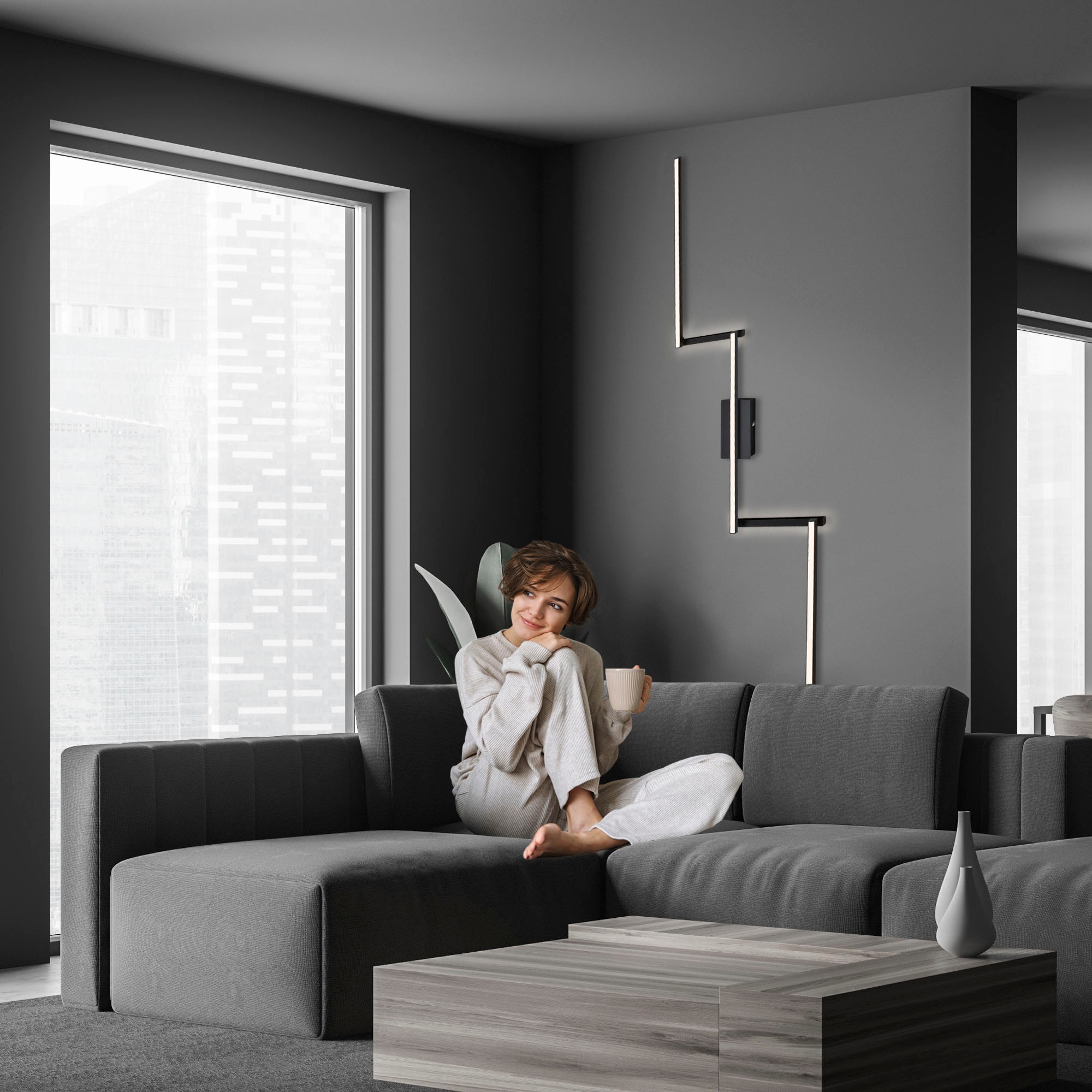 Briloner Leuchten LED Deckenleuchte »3501015 STAFF«, Leuchtmittel LED-Board | LED fest integriert, Deckenlampe, 227,2x12x5cm, Schwarz, 24W, Wohnzimmer, Schlafzimmer