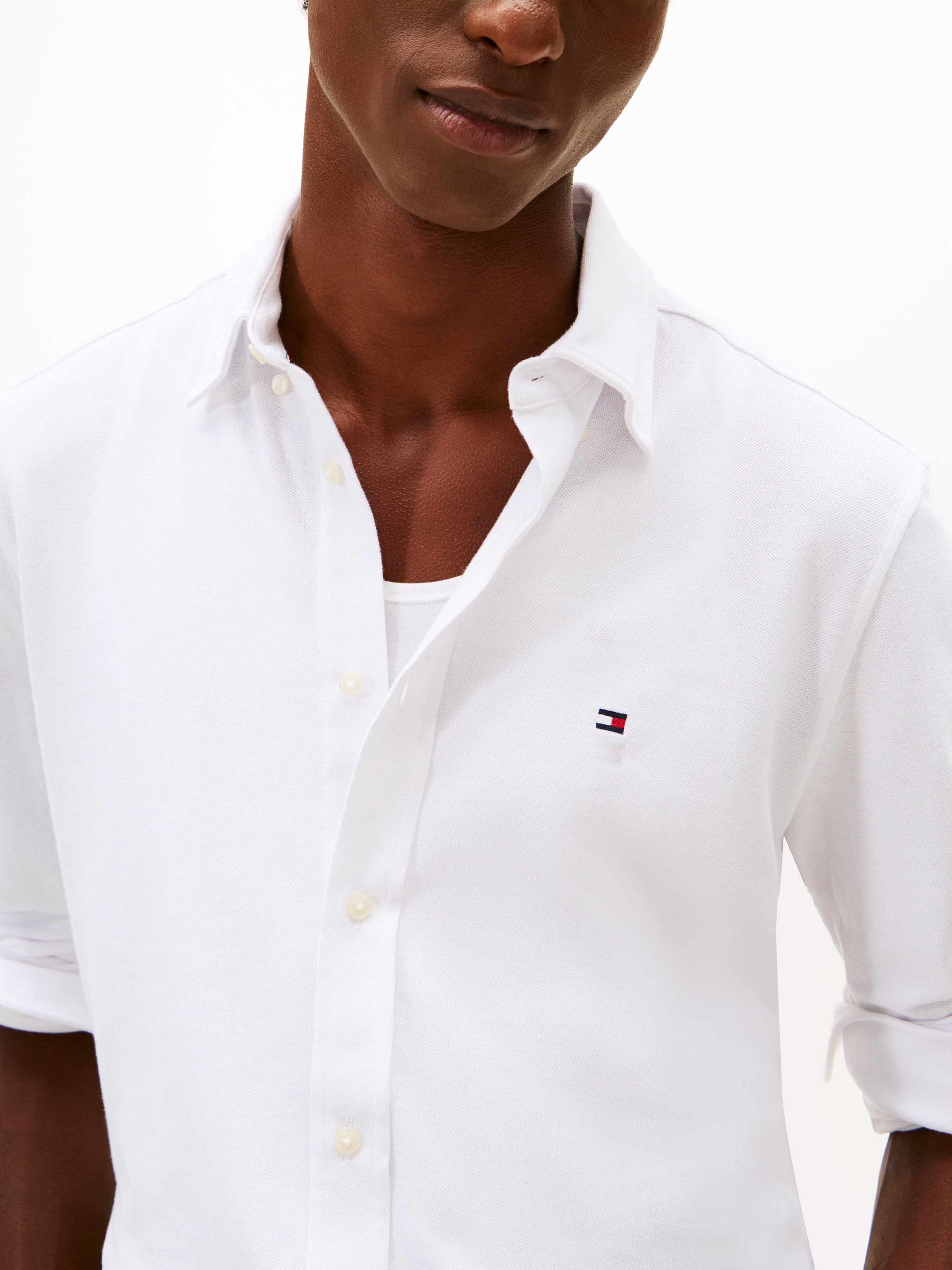 Tommy Hilfiger Langarmhemd »KNIT PIQUE FEATHERWEIGHT«
