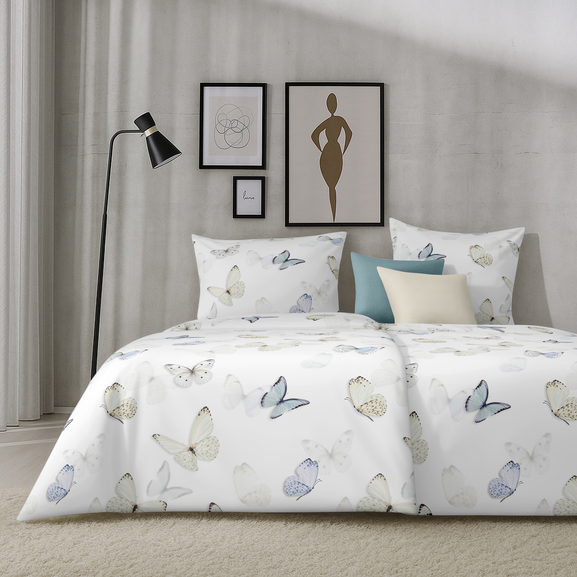 APELT Bettwäsche »Papillon« 2 tlg. Bettwäsche-Set mit Reißverschluss, Baumwoll-Satin, Digitaldruck