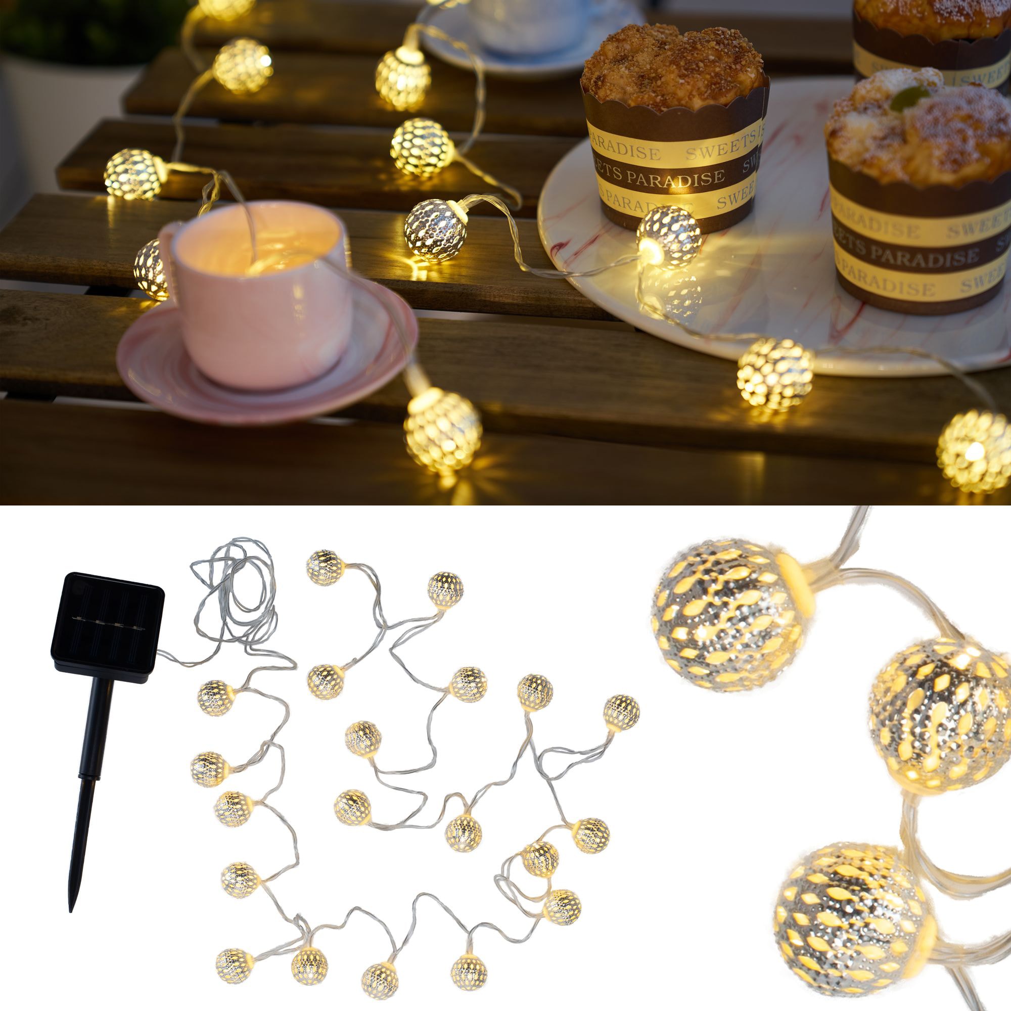 LED-Lichterkette »Sunshine Glamour«, 20 St.-flammig, Solarbetrieben