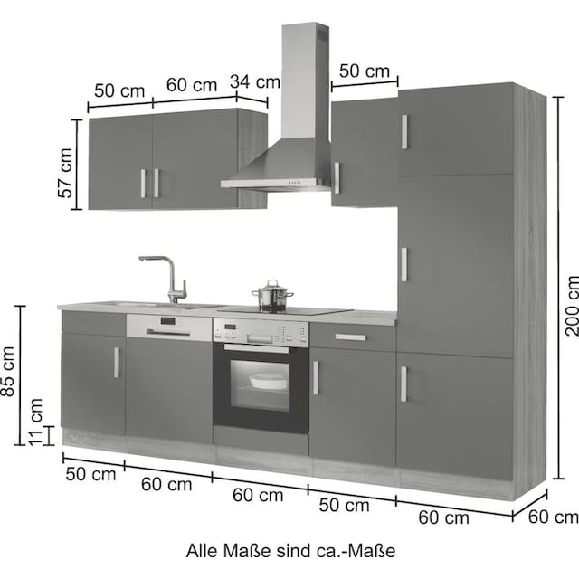 HELD MÖBEL Küchenzeile »Toronto«, mit E-Geräten, Breite 280 cm auf Raten  bestellen