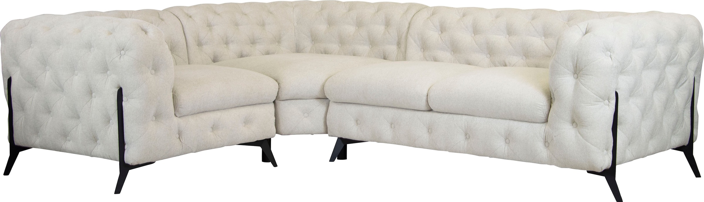 Leonique Chesterfield-Sofa »Amaury L-Form«, moderne Chersterfield-Optik, Breite 262 cm, Fußfarbe wählbar