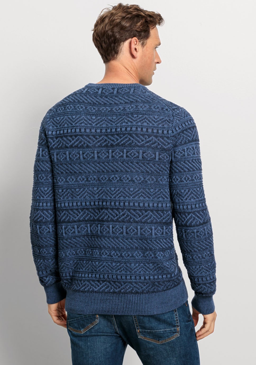 OLYMP Rundhalspullover »OLYMP Strick Casual«, mit modischer Struktur