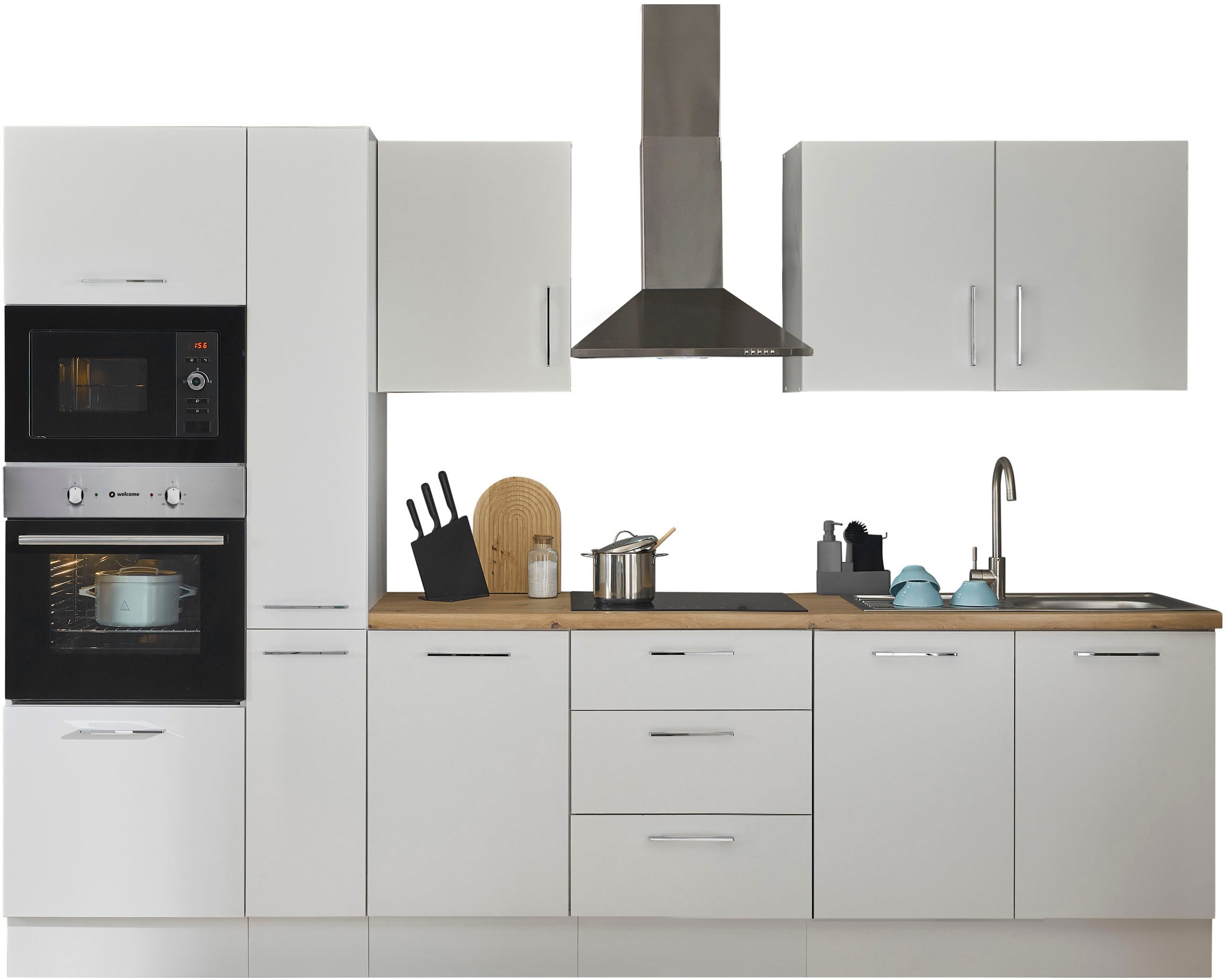 BASIC by Balculina Küchenzeile »Turin« Breite 300 cm, wahlweise mit E-Geräten