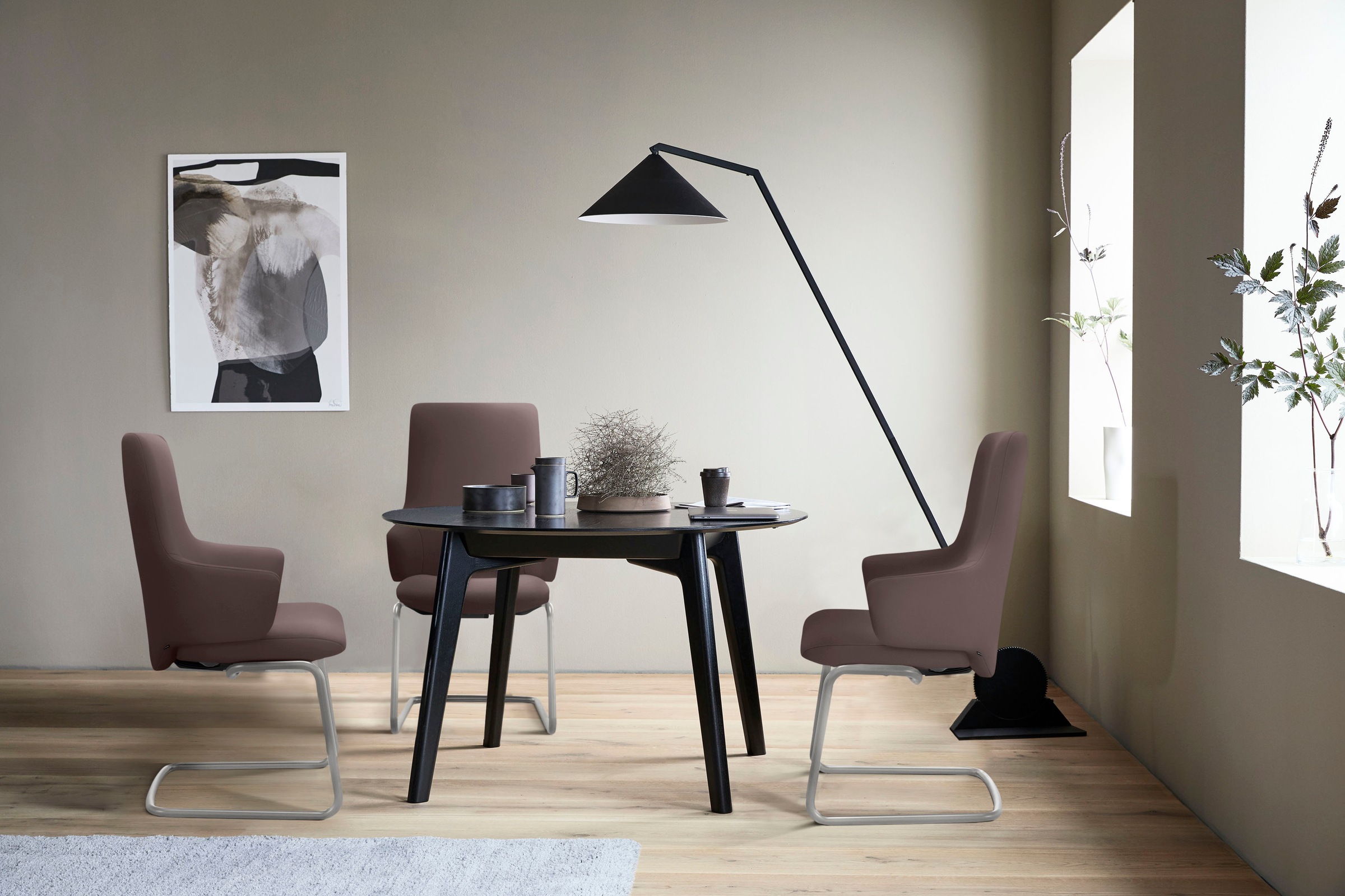 Stressless® Polsterstuhl »Laurel«, Leder PALOMA, High Back mit Armlehne, Größe L, mit Beinen aus Stahl in Chrom matt