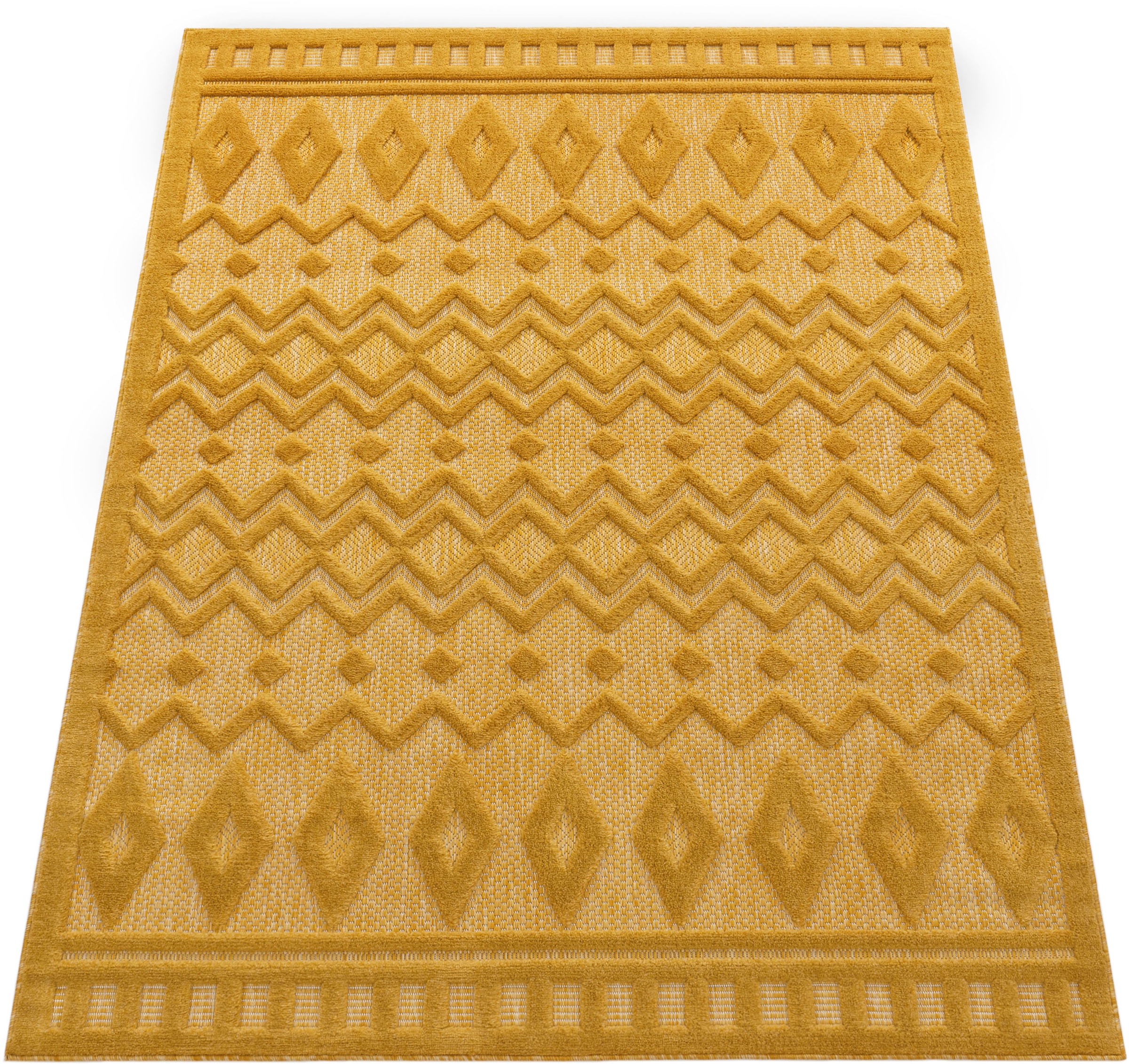 Teppich Muster, »Livorno rechteckig, Effekt, Paco Uni-Farben, geeignet Home 671«, Scandi, Outdoor Rauten Hoch-Tief