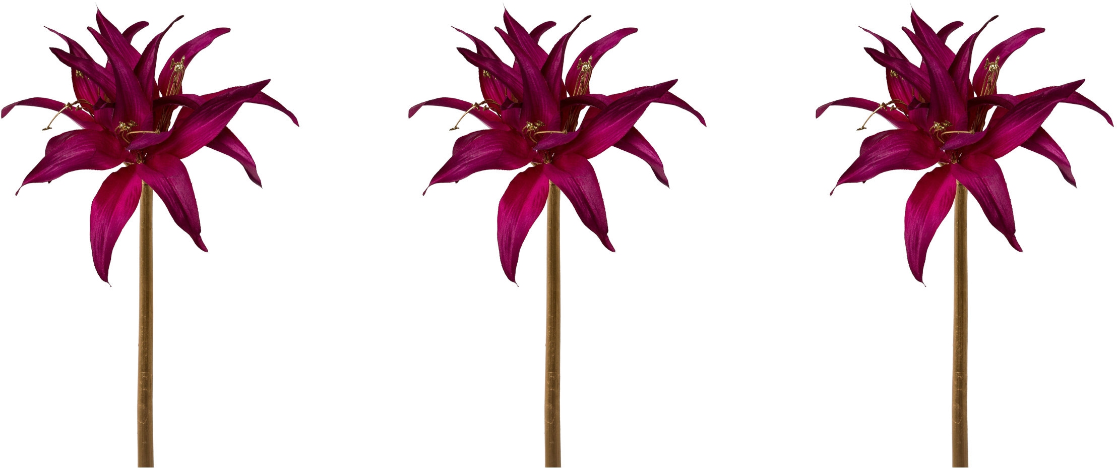 Winterliche Kunstpflanze »Weihnachtsdeko«, tolle Kombi: purple mit goldfarben, 3er-Set