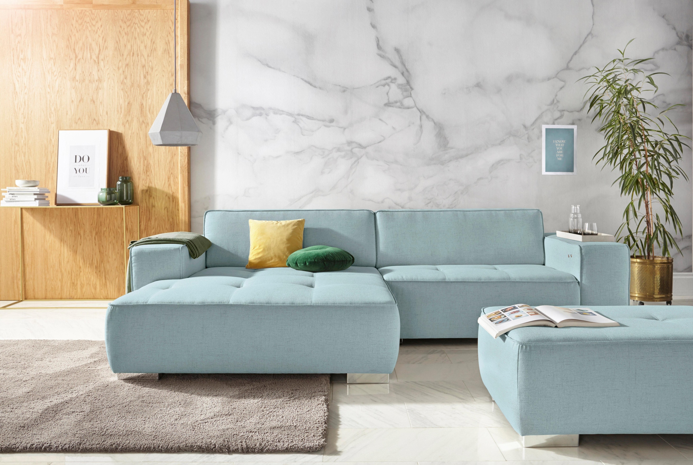 INOSIGN Ecksofa »Sapporo L-Form«, wahlweise Bettfunktion oder Sitztiefenverstellung, Federkern