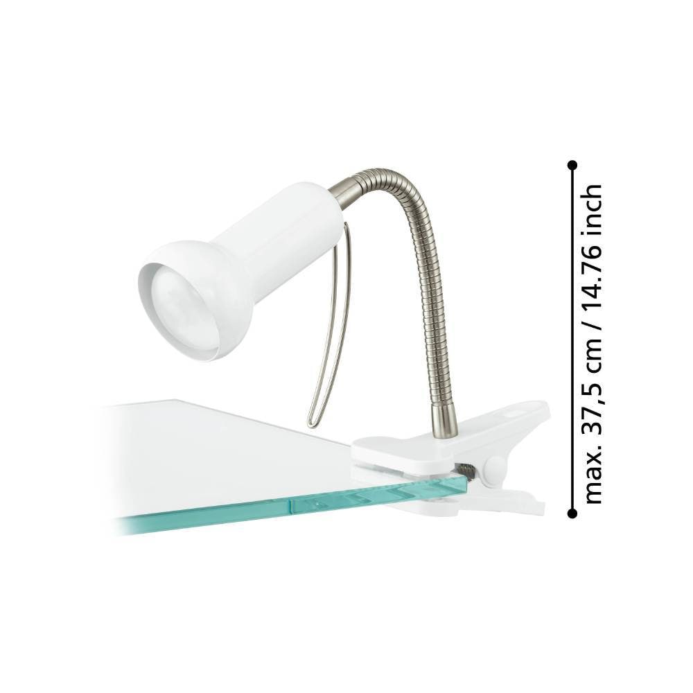 EGLO Klemmleuchte »FABIO Klemmspot, exkl. Leuchtmittel E14, mit Klemme, Büro«, 1 flammig, Leuchtmittel E14 | Leuchtmittel wechselbar-ohne Leuchtmittel, Klemmlampe, Leselampe, Schalter, flexibler Leuchtenhalts, Höhe: 30cm