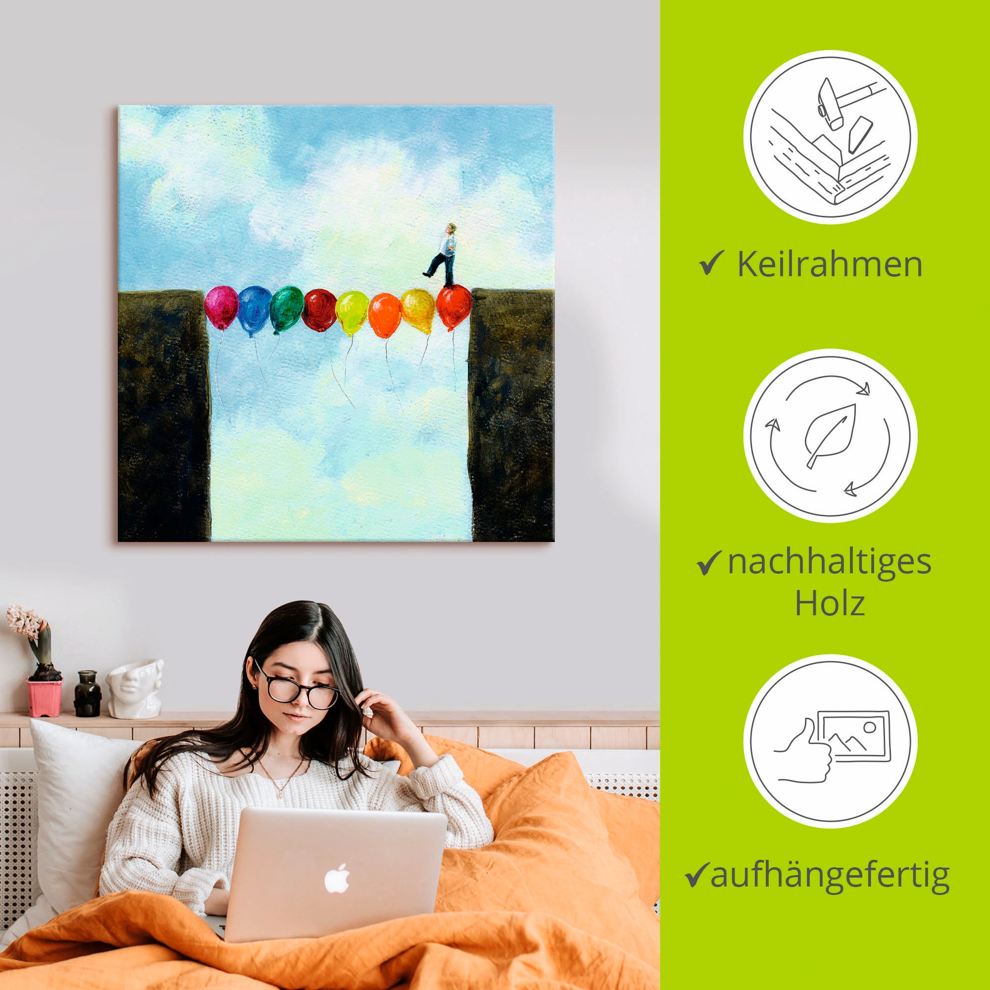Artland Wandbild »Eine Brücke schlagen«, Mann, (1 St.), als Leinwandbild, Poster in verschied. Größen
