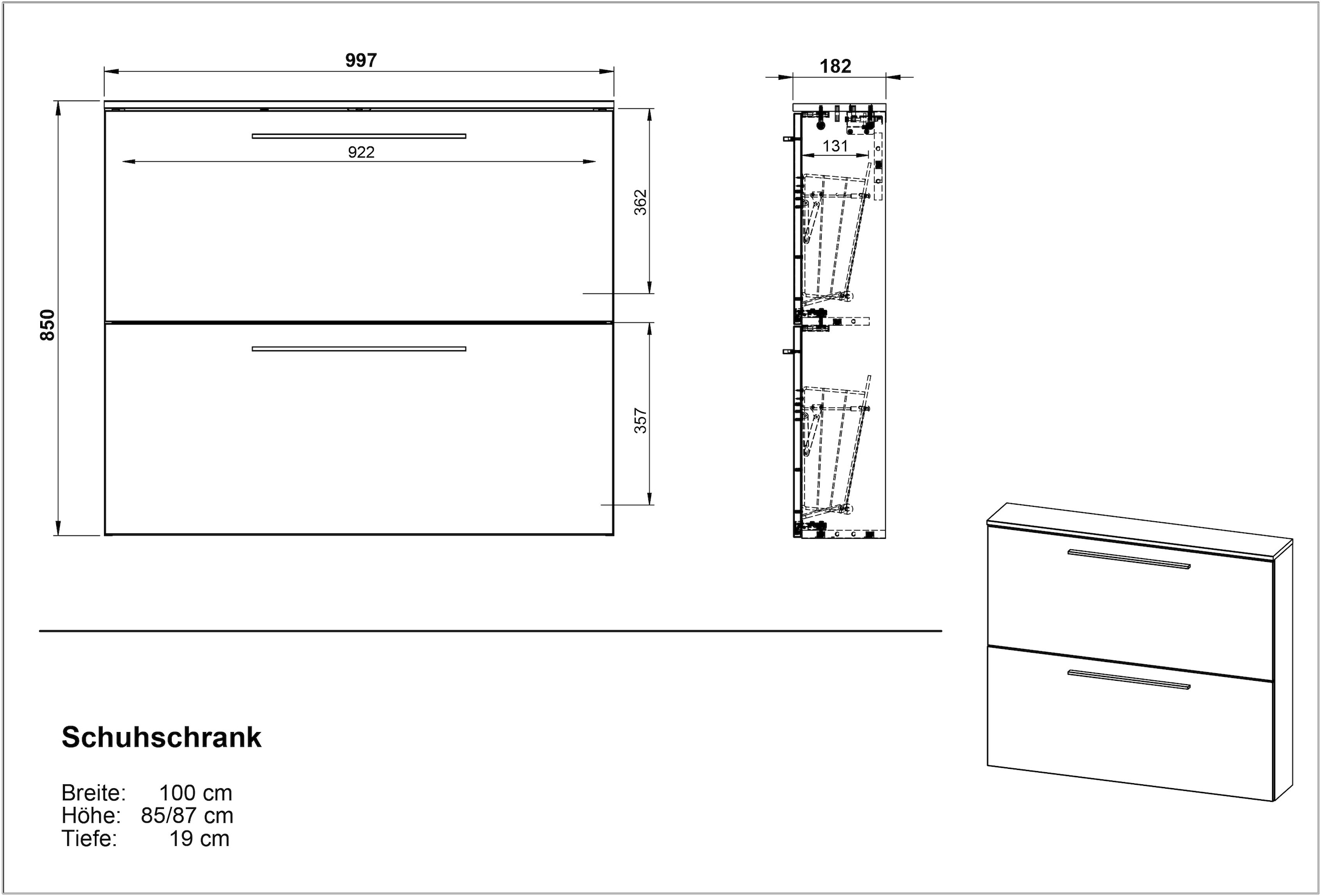 GERMANIA Schuhschrank »Utah«, Breite 100 cm