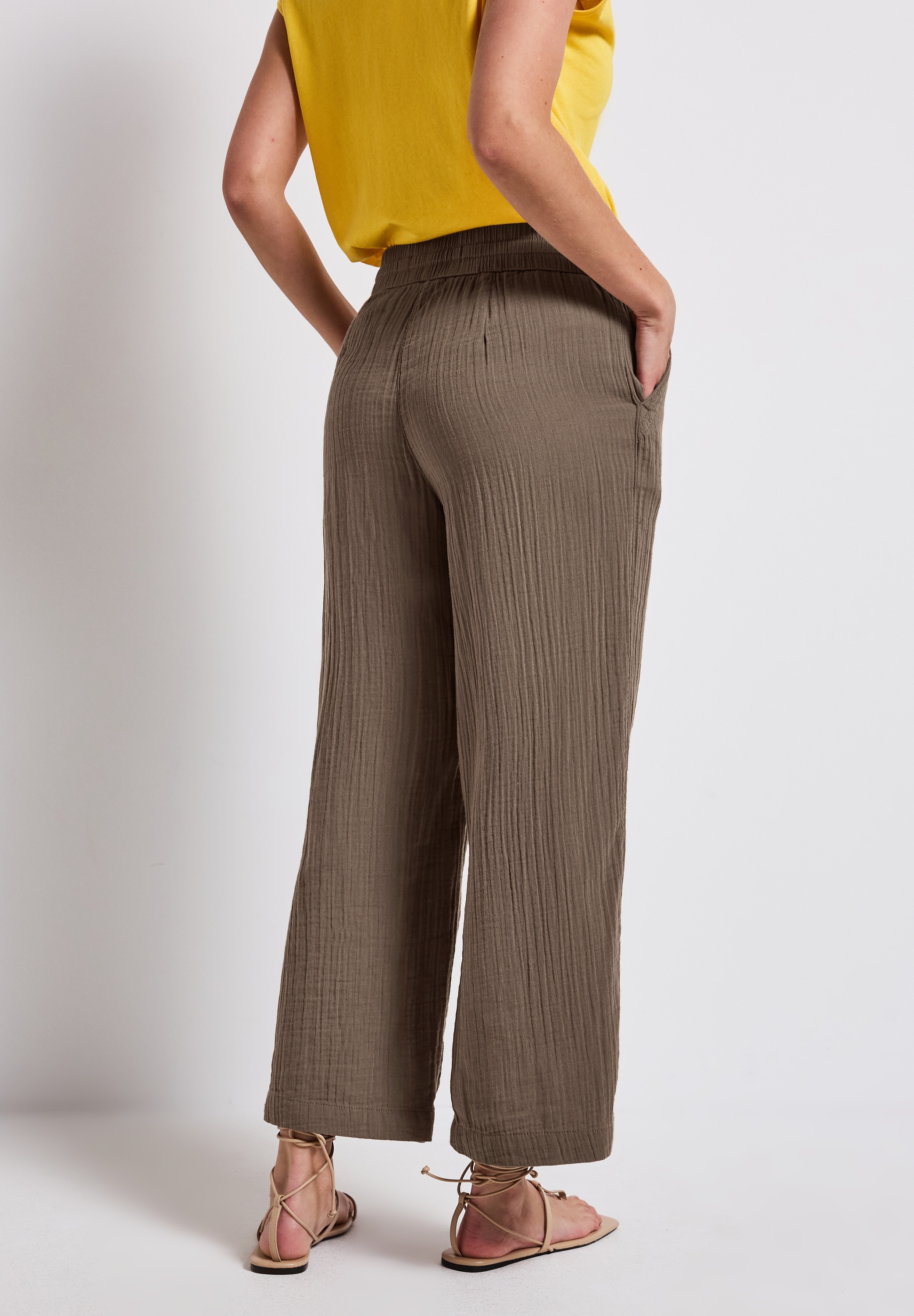 STREET ONE Stoffhose, mit elastischem Bund und Tunnelzug, im Musselin-Look