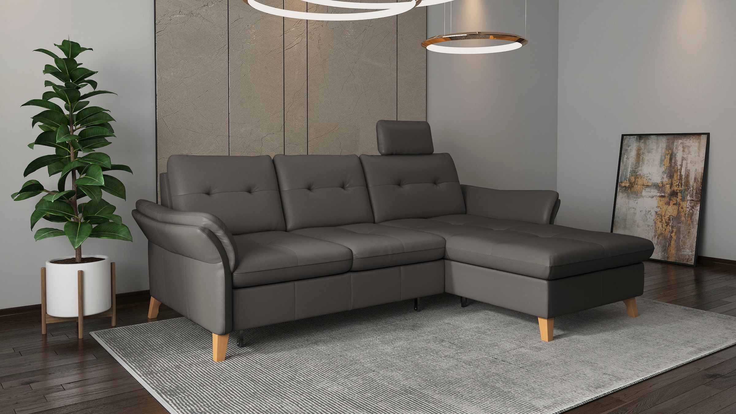 sit&more Ecksofa »Göteborg«, Sitztiefenverstellung und Federkern, wahlweise mit Bettfunktion