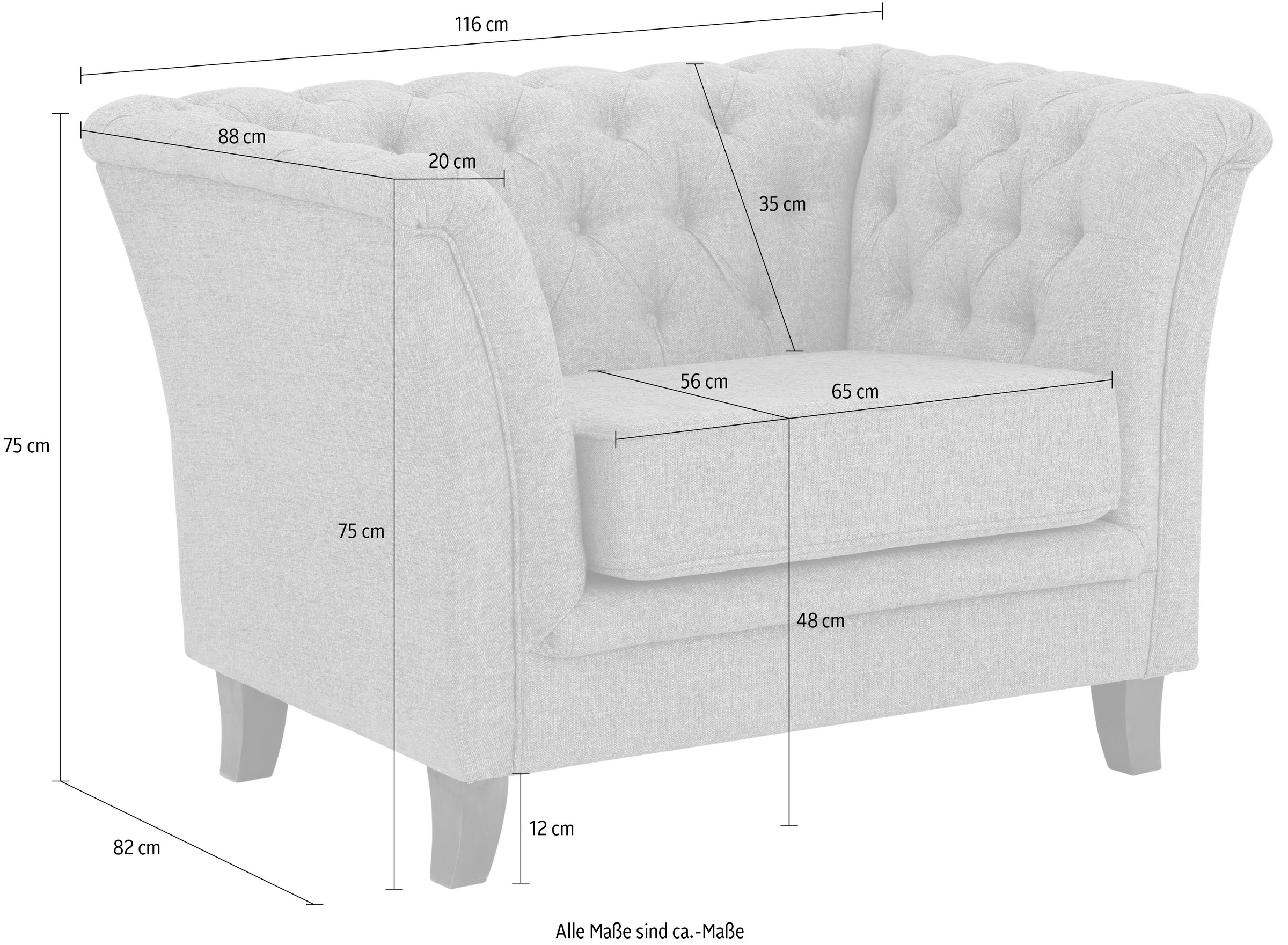 Home affaire Chesterfield-Sessel »Dover Sessel«, passend zur "Dover"-Serie mit Knopfheftung und losem Sitzkissen