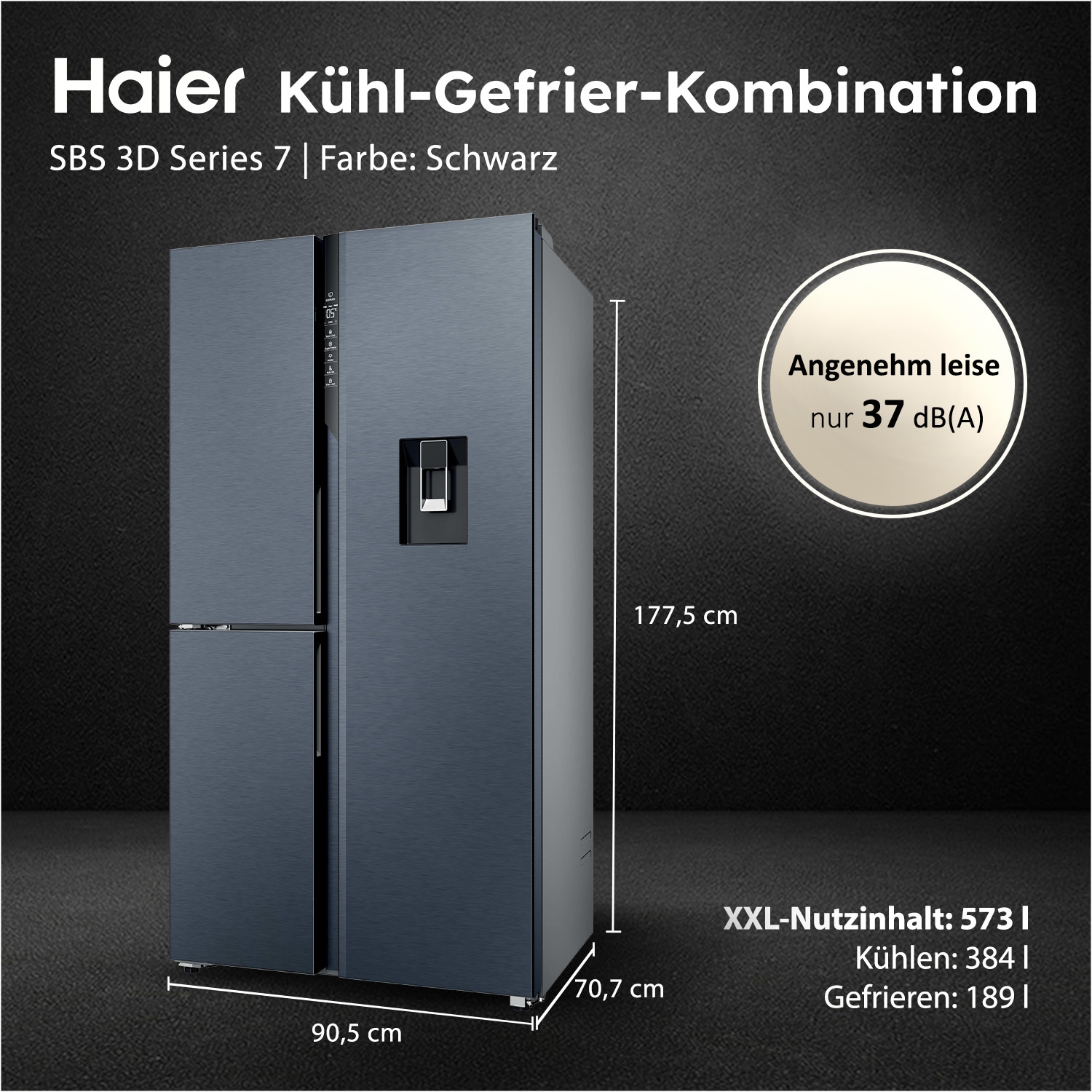 Haier Kühl-/Gefrierkombination »HSPR79F18EWMB« 177,5 cm hoch 90,5 cm breit Humidity Zone: Obst, Gemüse und Salat 2x länger frisch halten