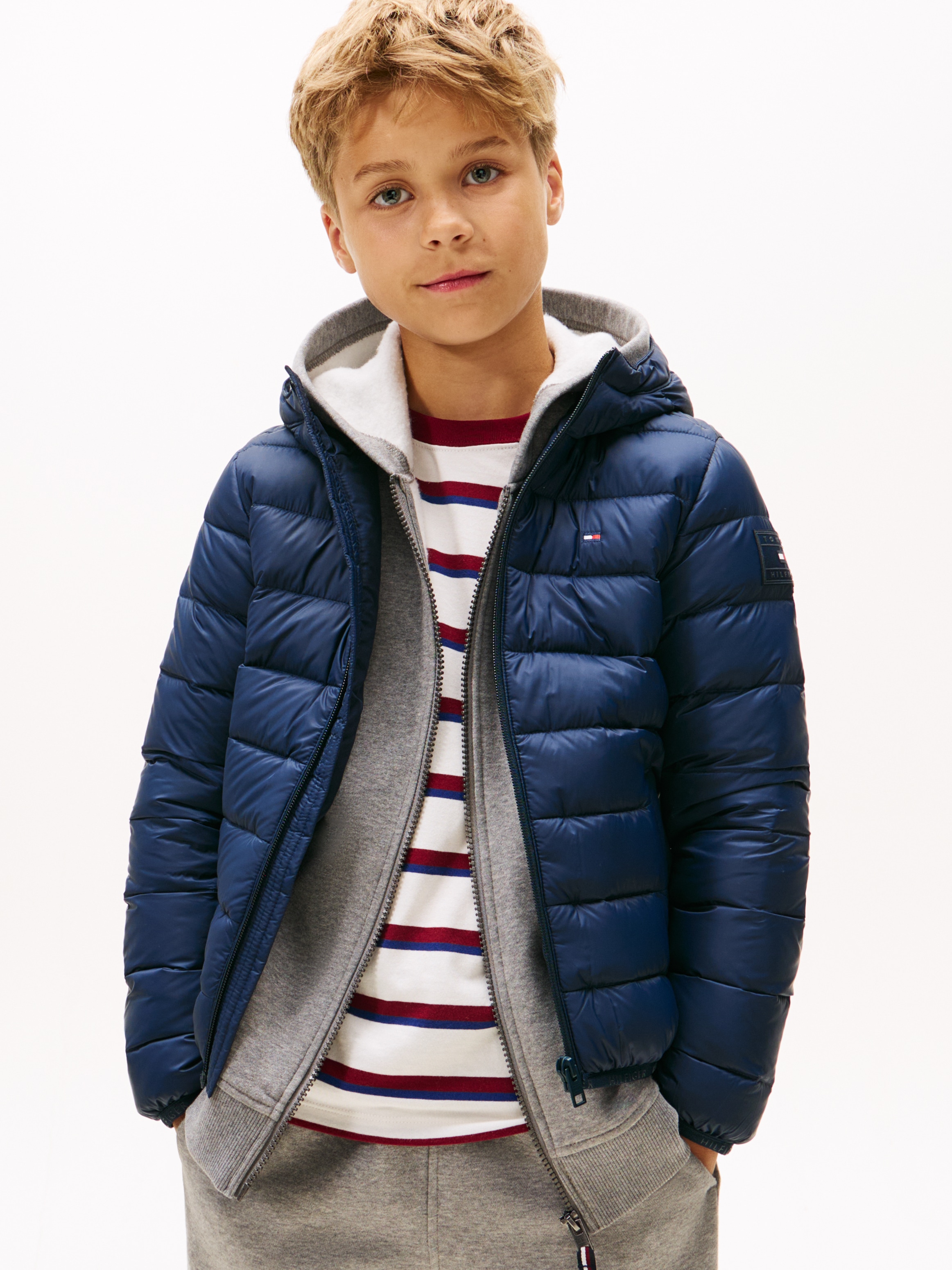 Tommy Hilfiger Steppjacke »U LIGHT DOWN HOODED JACKET«, mit Kapuze, Kinder bis 16 Jahre
