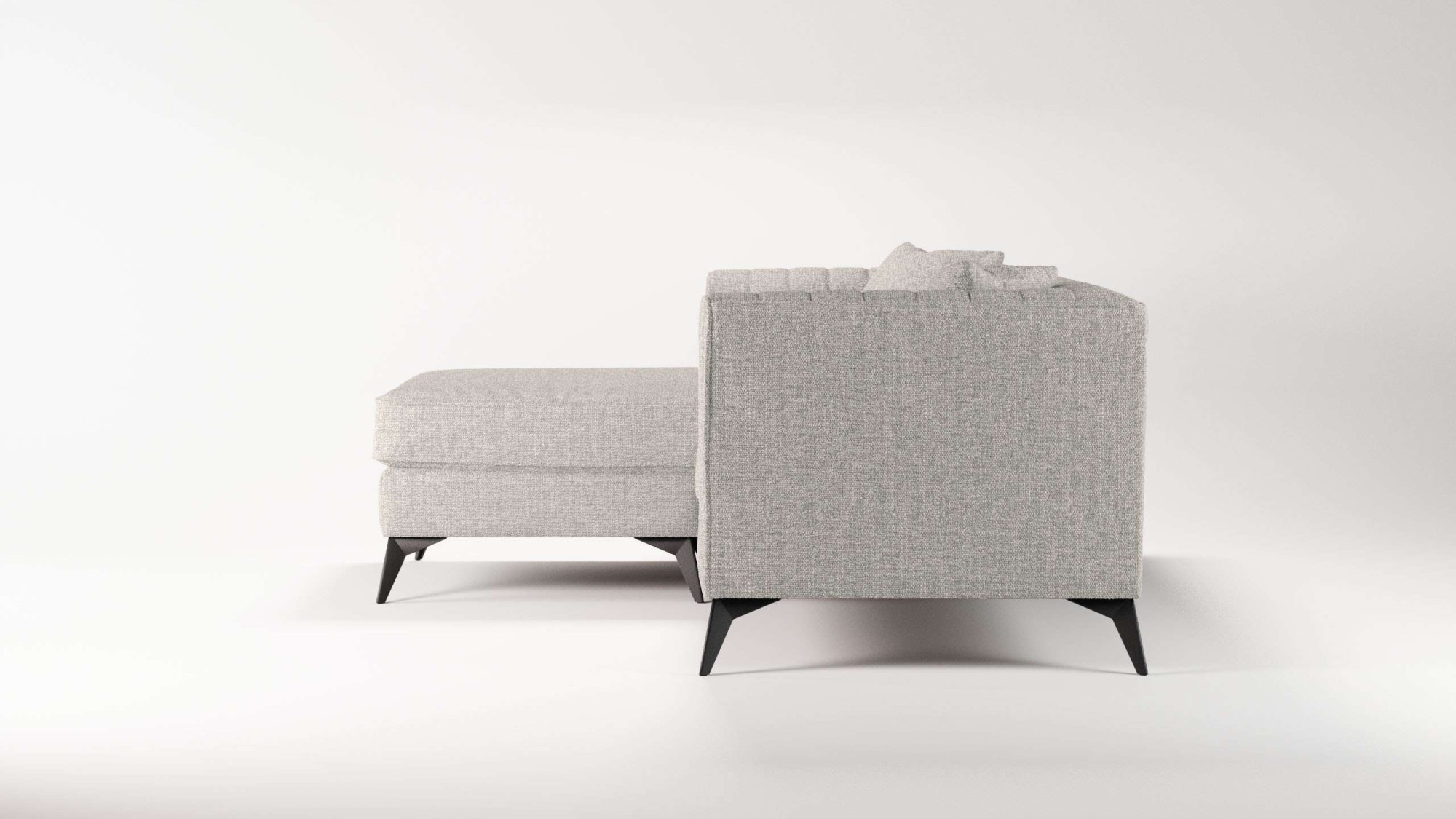 Places of Style Ecksofa »MATTHEW L-Form ideal für kleine Räume, Maße B/T/H: 201/162/74 cm«, elegantes Designsofa, feine Steppung im Rücken, incl. Zierkissen