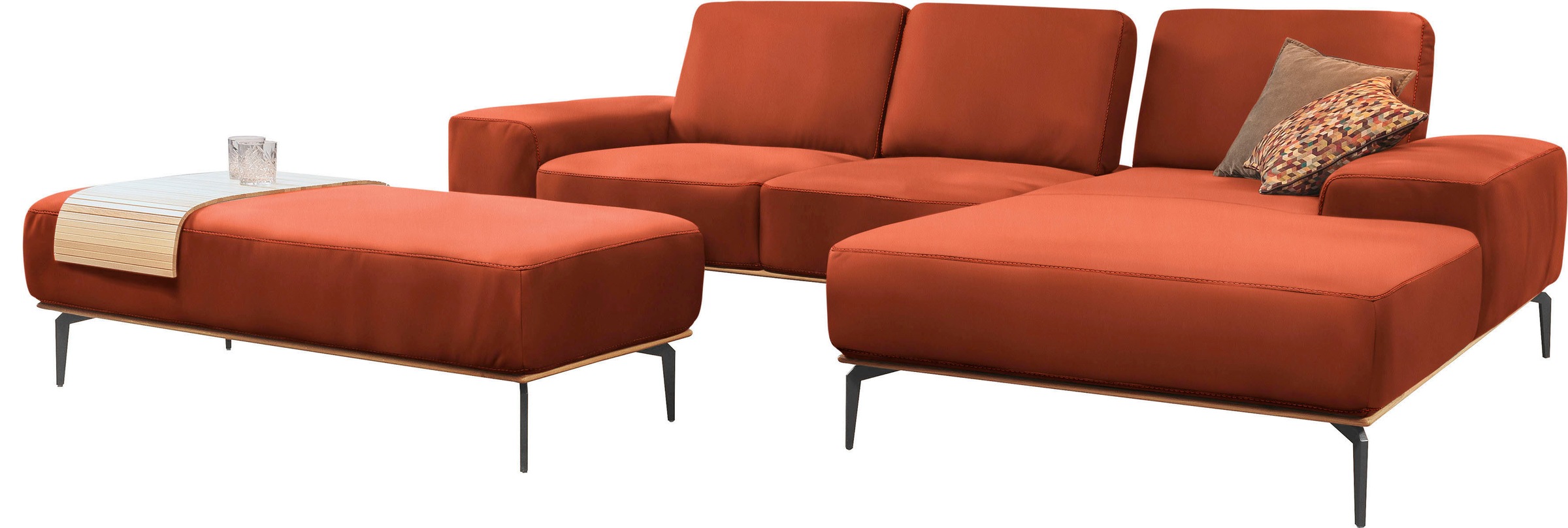 W.SCHILLIG Ecksofa »run, Designsofa mit tollem Sitzkomfort, bequem, L-Form«, mit Holzsockel, Füße in Schwarz pulverbeschichtet, Breite 279 cm
