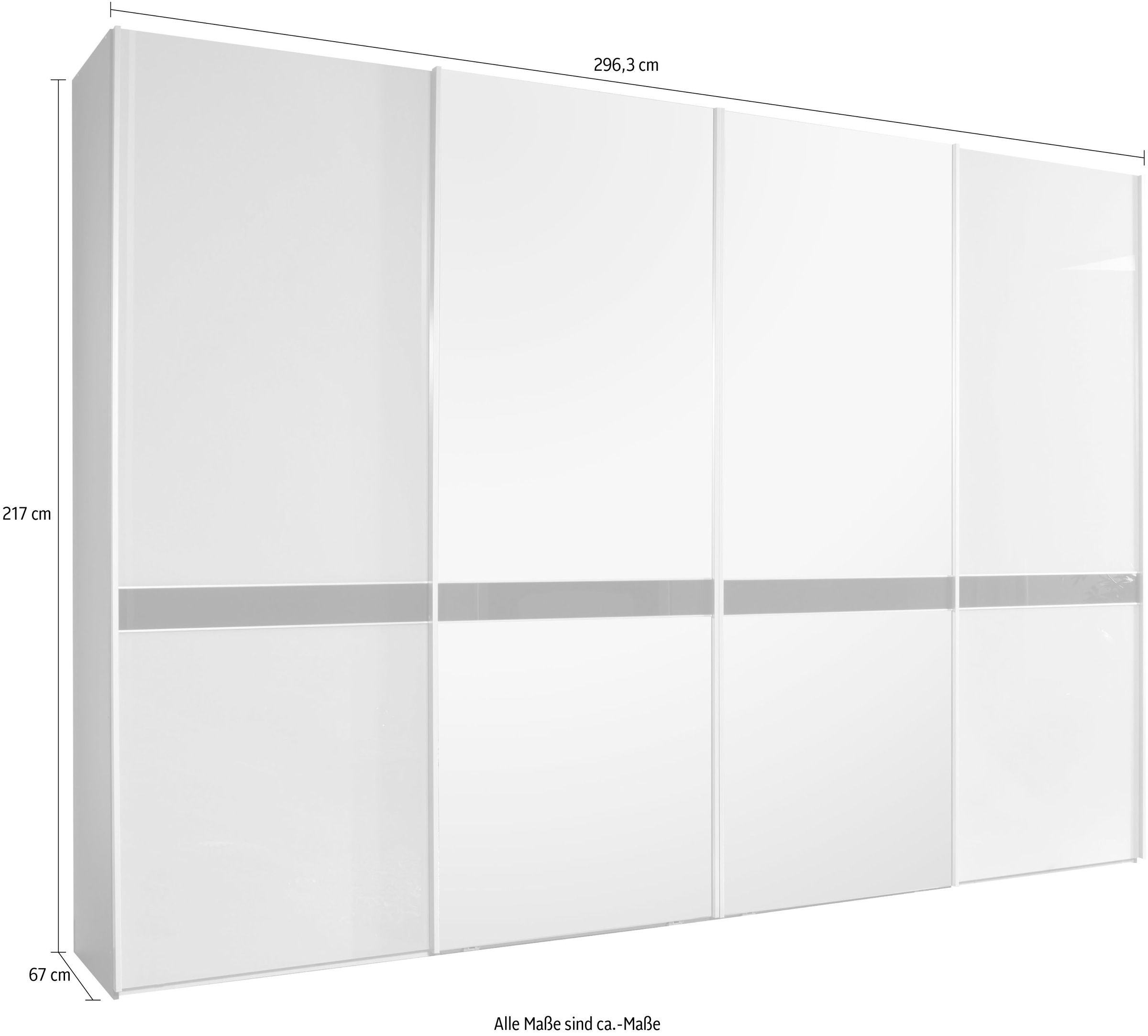 WIEMANN Schwebetürenschrank »Rialto«, hochwertige Glas- und Spiegelfront mit Querriegel