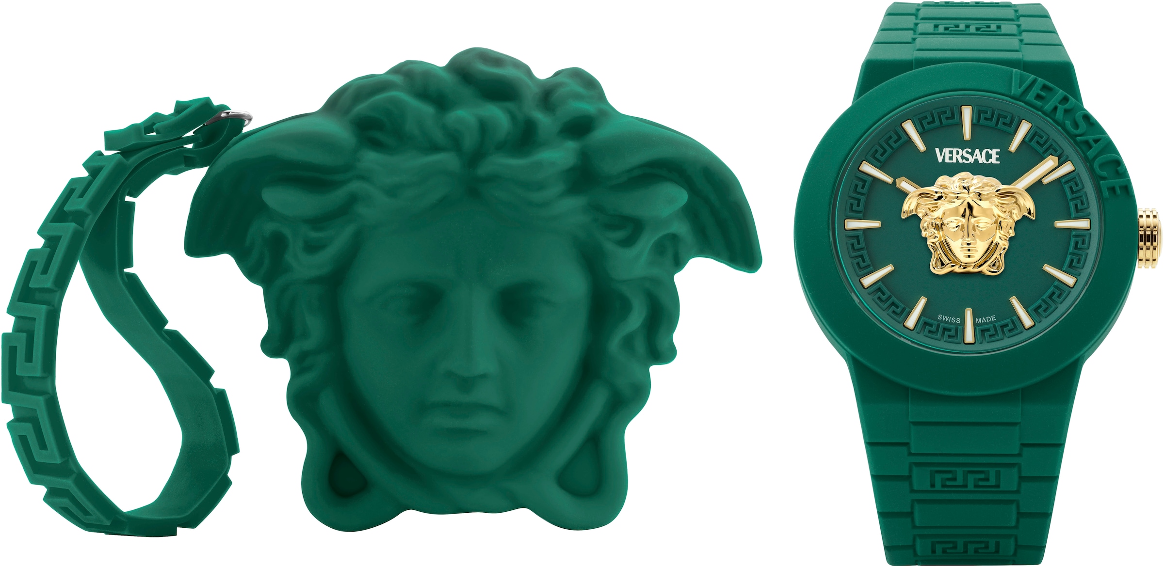 Versace Quarzuhr »V-POP GENTS« Armbanduhr, Herrenuhr, Swiss Made, Silikonarmband, analog, Saphirglas