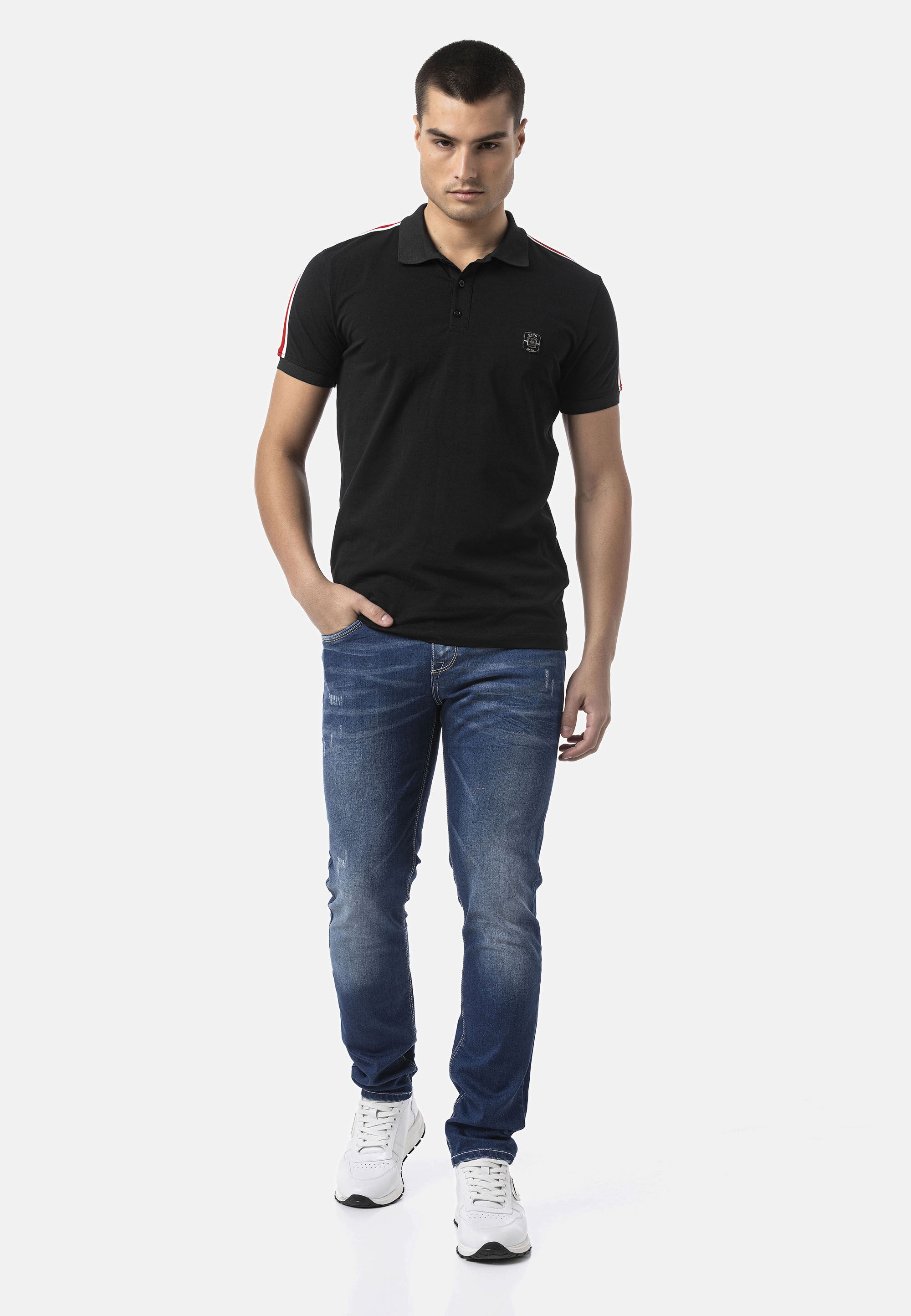 Cipo & Baxx T-Shirt »CT801« eleganten Hemdkragen