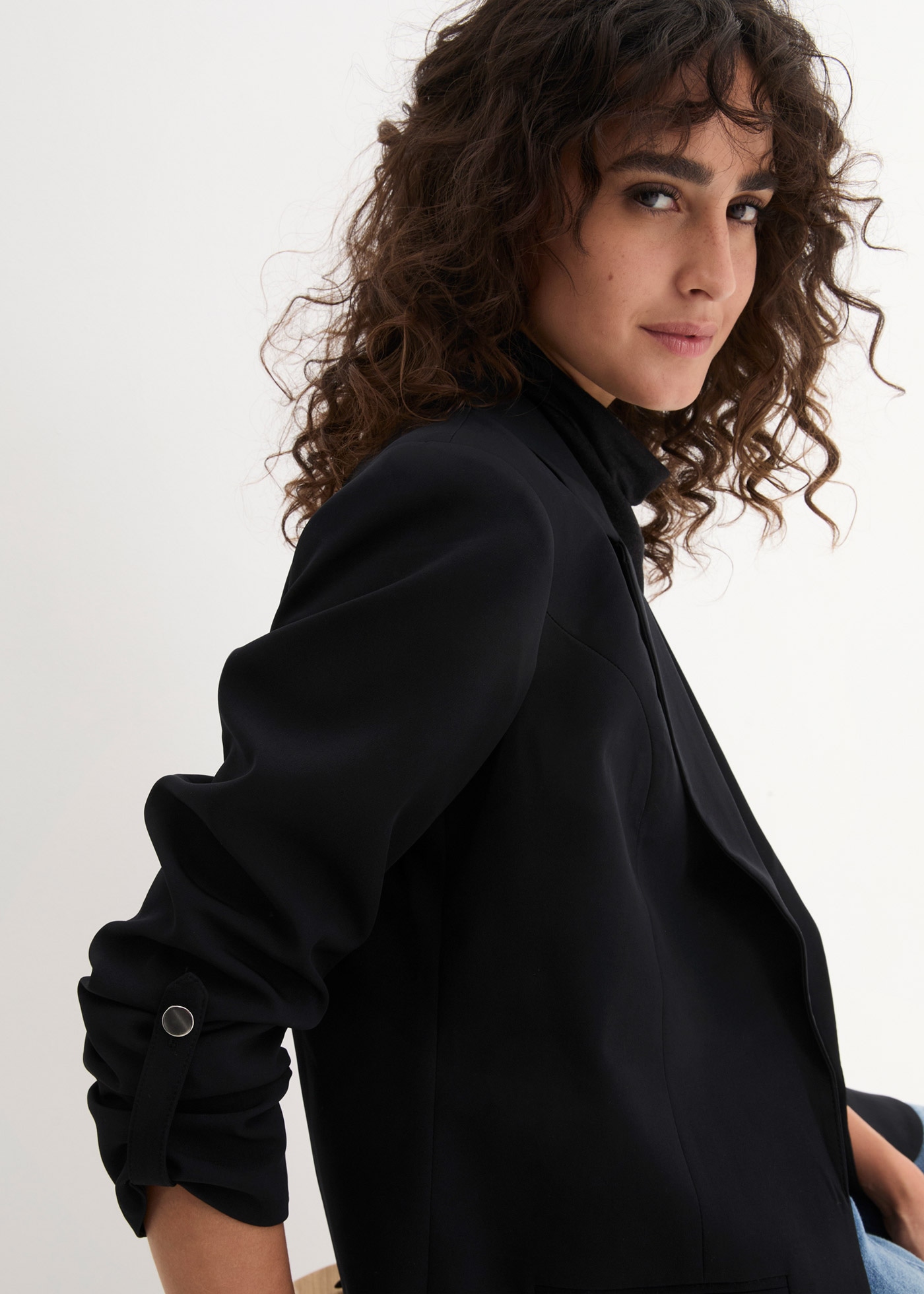 bonprix Jackenblazer »Blazer« mit klassischem Reverskragen, mit Stretch-Material, Krempelärmel
