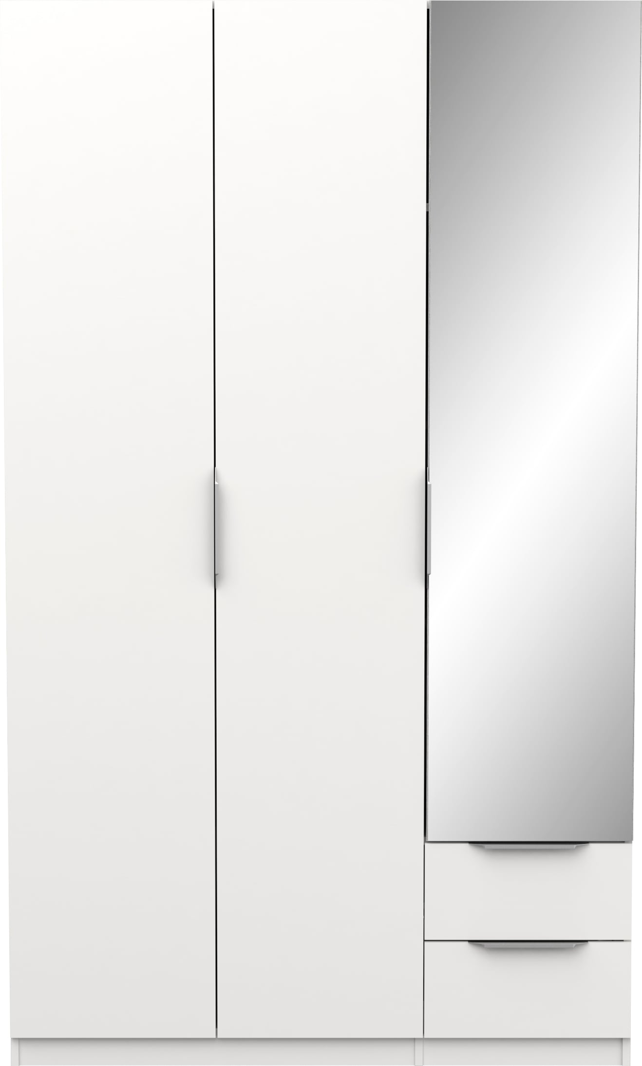 CALICOSY - Armoire 3 portes, 2 tiroirs et 1 miroir Ghost - L119,4 cm