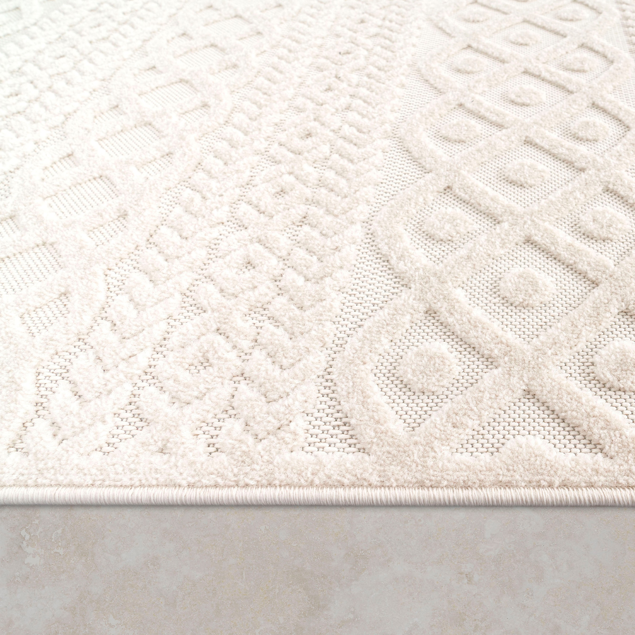Paco Home Teppich boho, Hoch-Tief In- rechteckig, geeignet »Cotton Uni-Farben, Outdoor Effekt, 231«, und