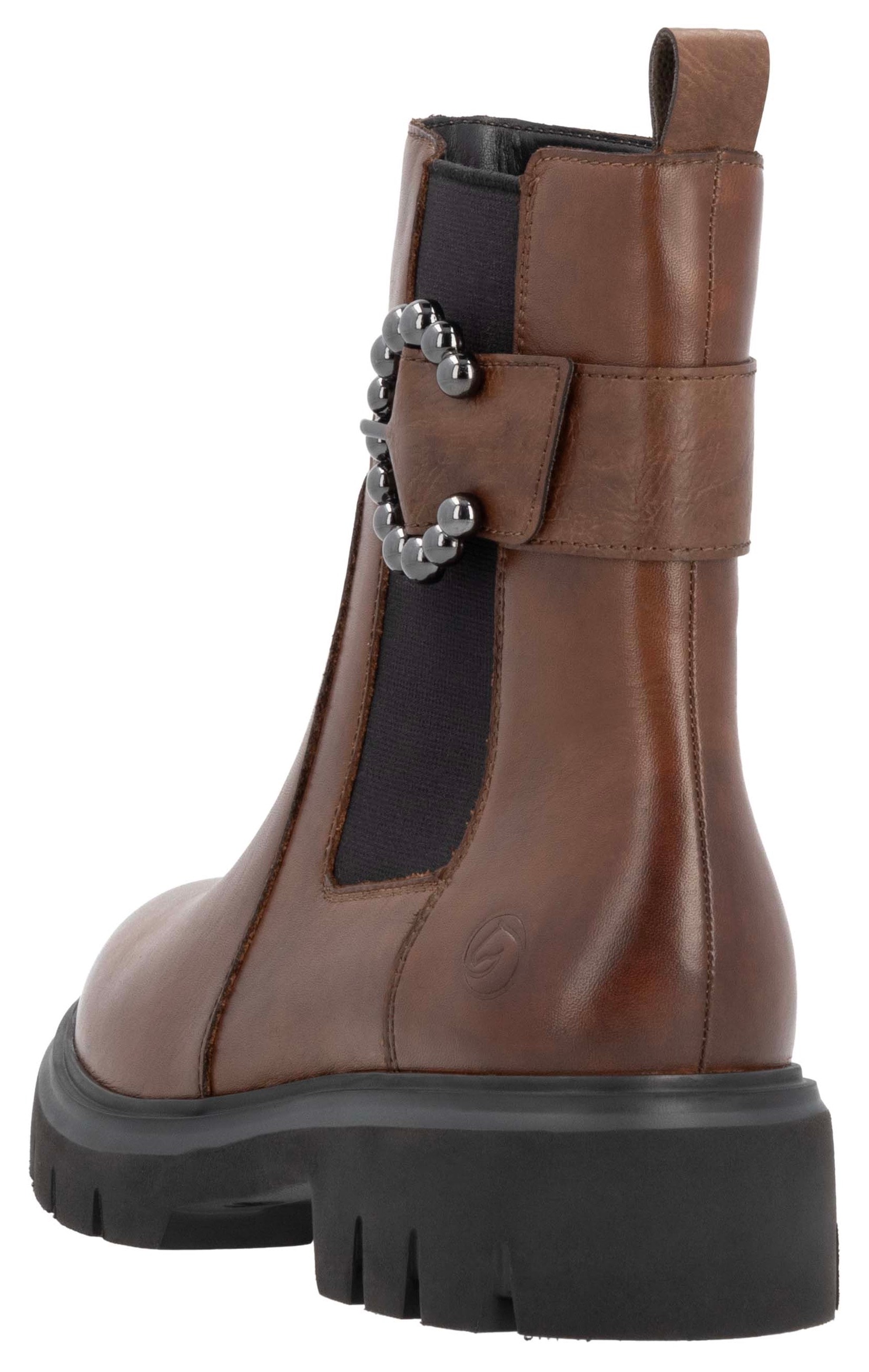 Remonte Chelseaboots, Blockabsatz, Businessmode, Stiefelette mit schöner Zierschnalle