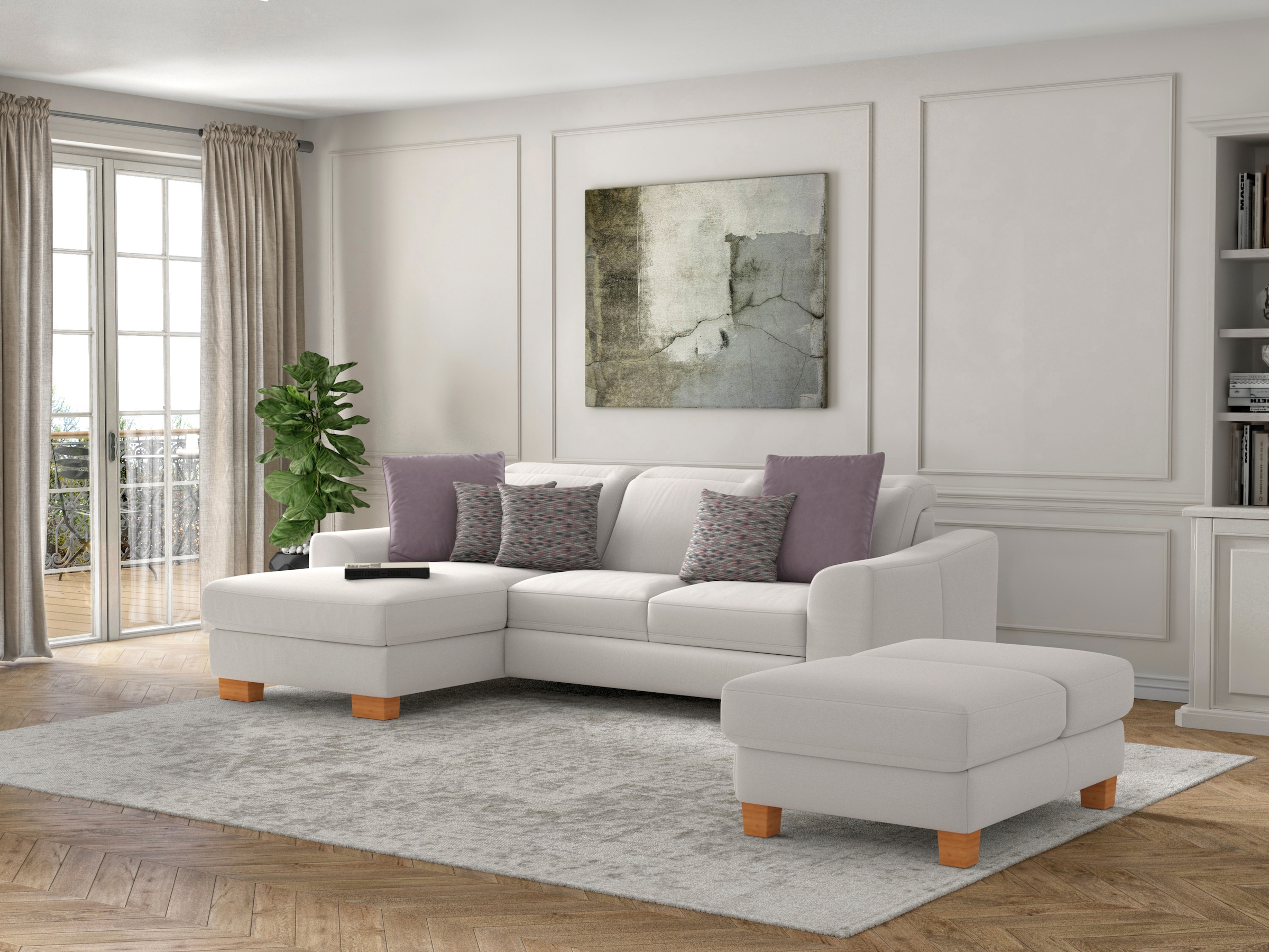 sit&more Polsterhocker »Dundee«, mit Klappfunktion, Federkern und hochwertigen Massivholzfüßen