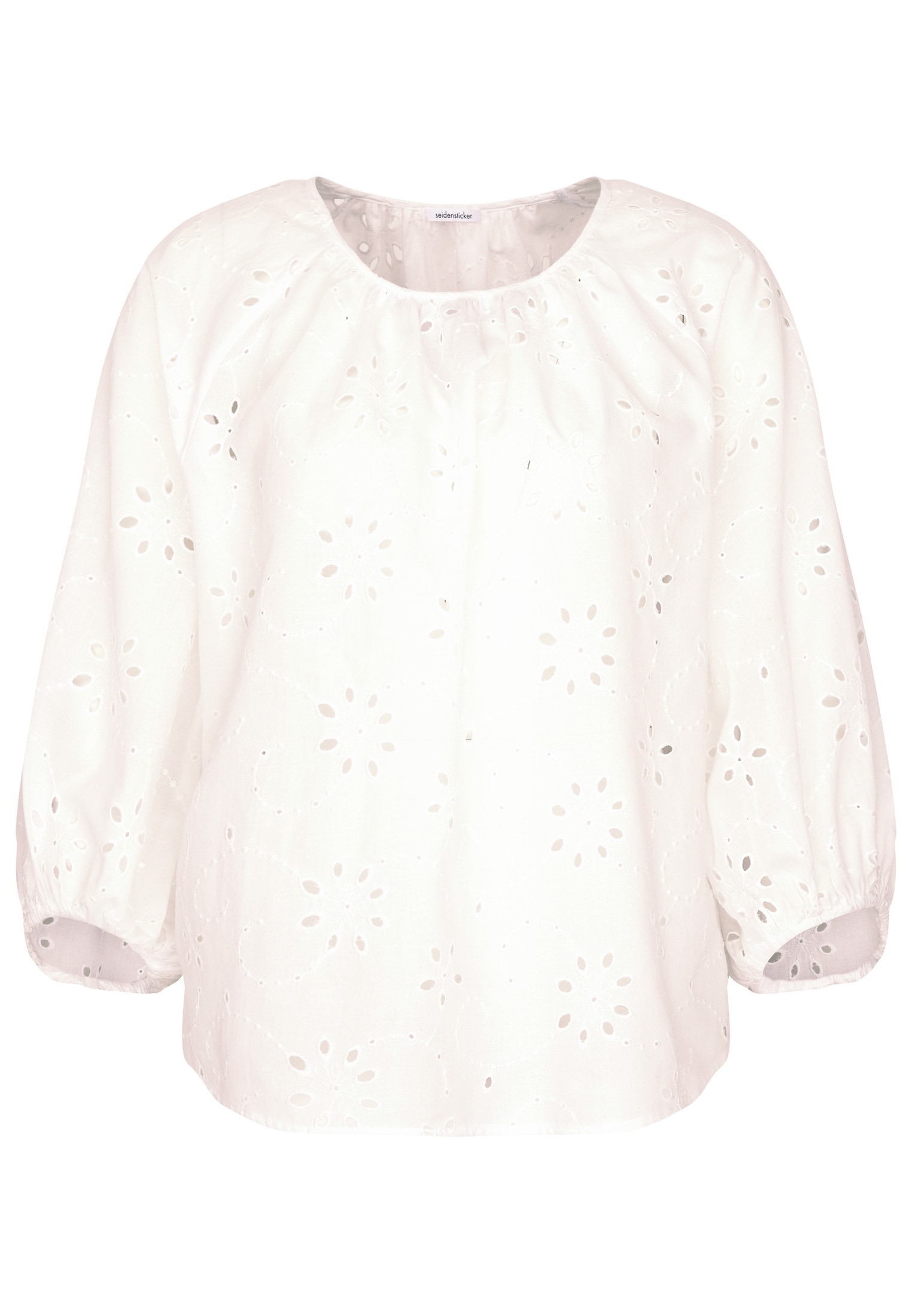 seidensticker Shirtbluse »Schwarze Rose«, 3/4-Arm Rundhals Stickerei
