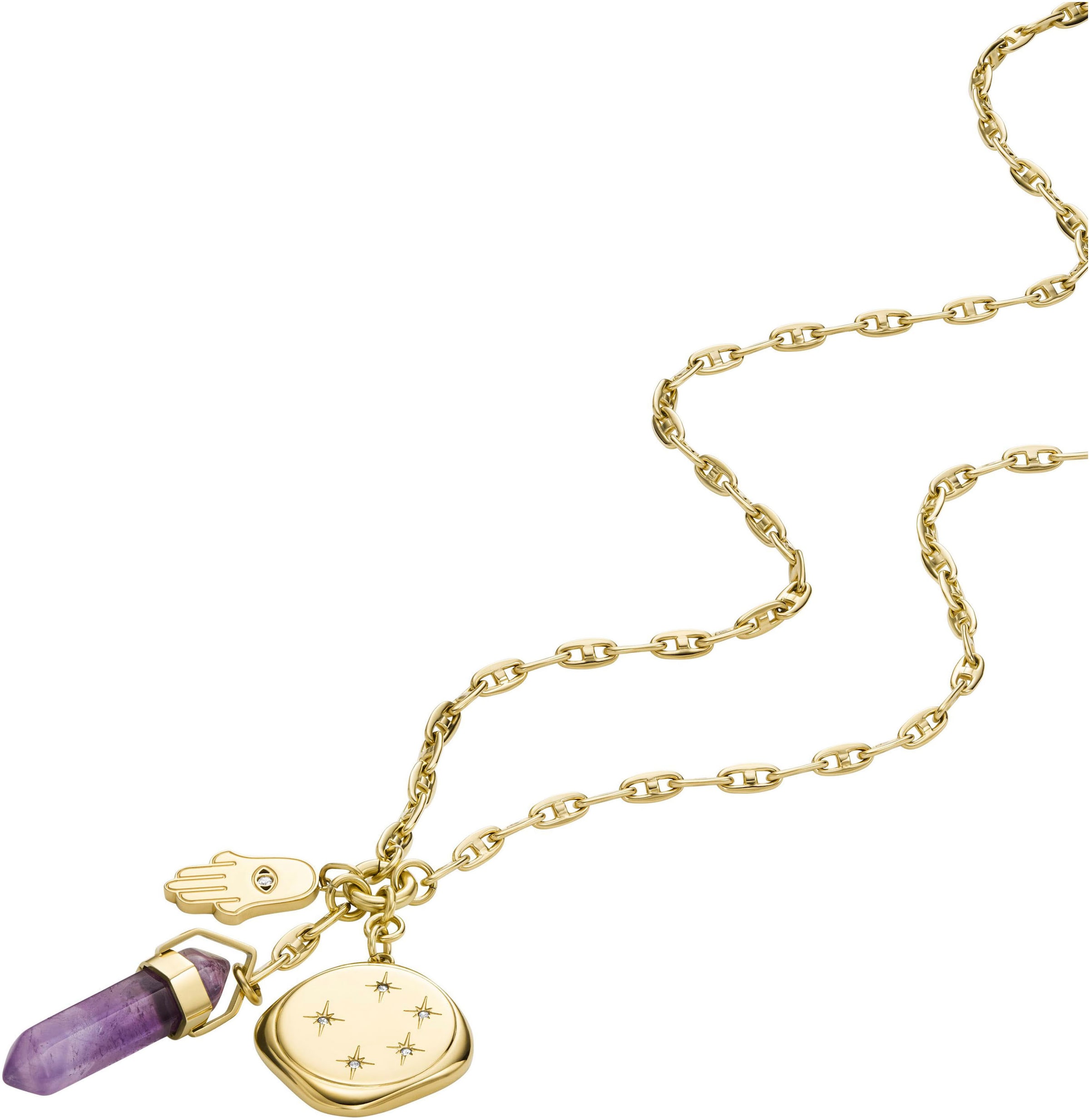 Fossil Kette mit Anhänger »JEWELRY, JF04680710«, mit Amethyst, Zirkonia (synth.)