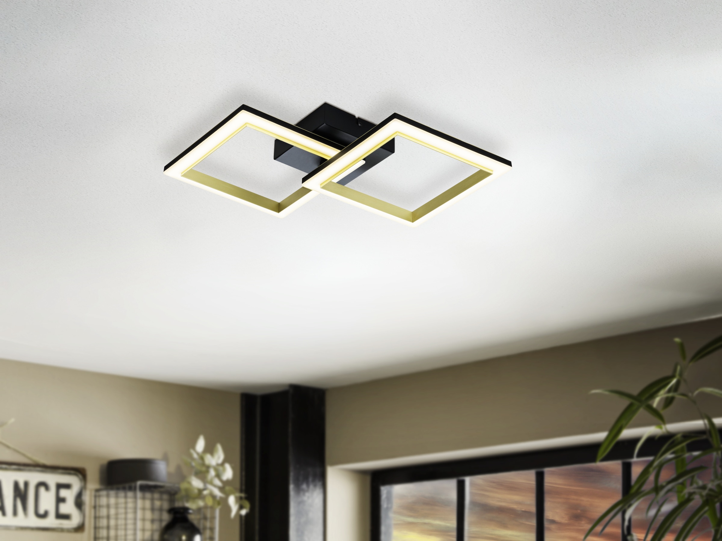 EGLO LED Deckenleuchte »CALLIERA Deckenlampe - Stahl, Kunststoff - LED - 18,4W - IP20« LED-Modul 1 Stk. Warmweiß Wohzimmerlampe, Esszimmerlampe, Flur, Schlafzimmer,L52,5 x B3 xH8,5 cm