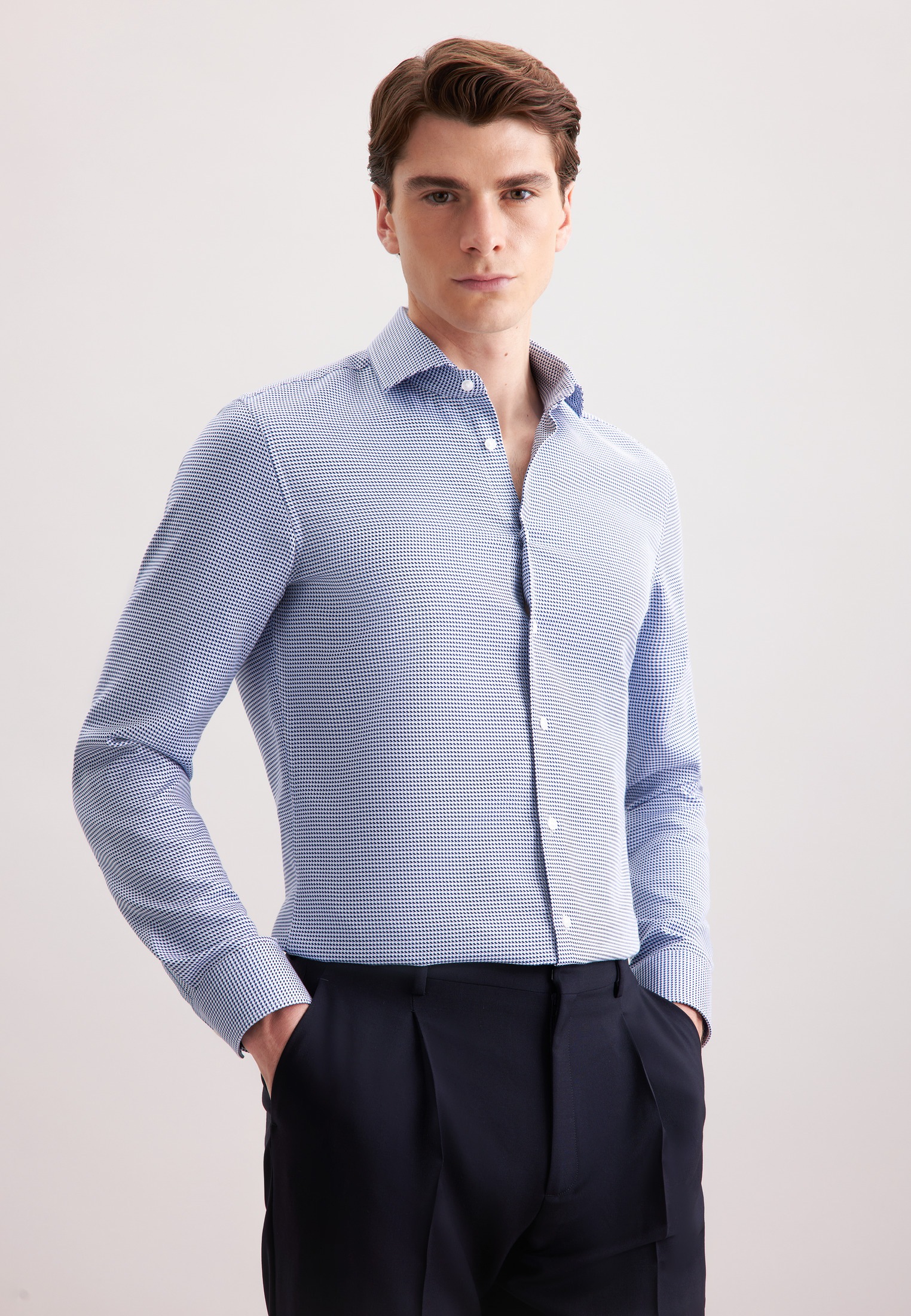 seidensticker Businesshemd »Schwarze Rose« Slim 1/1 Kentkragen Pepita