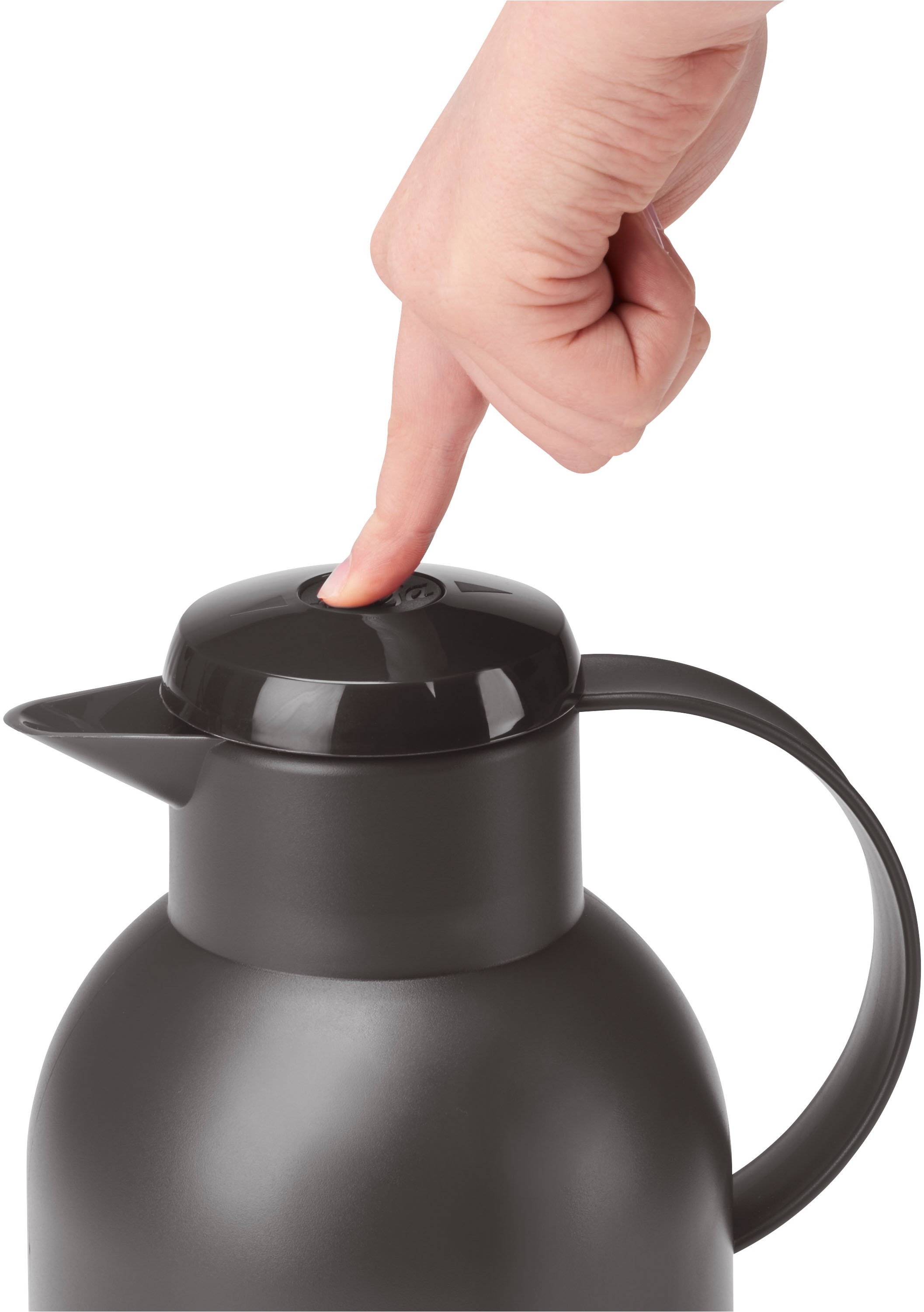 Emsa Isolierkanne »Samba«, 1,5 l, XXL-Modell, zeitloses Design, einfacher Knopfdruck, 24h kalt, 12h warm