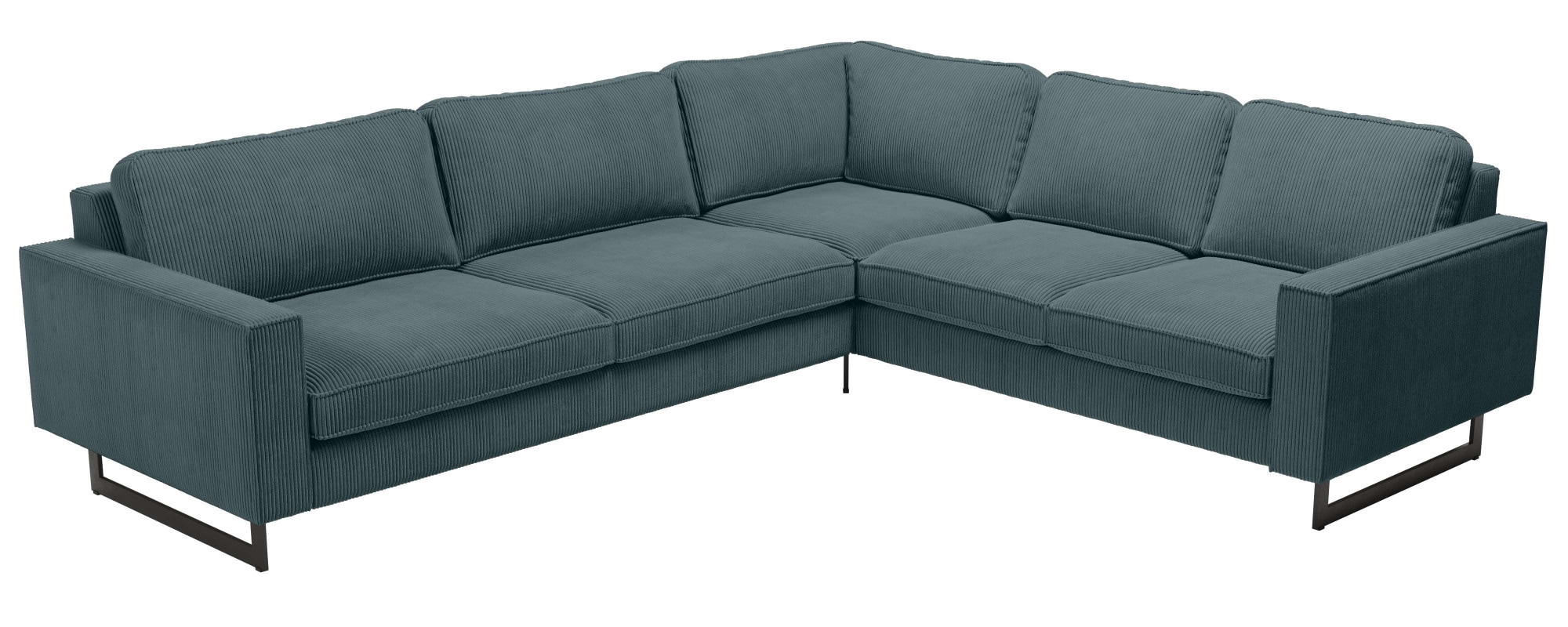 Places of Style Ecksofa »Pinto, 250/290 cm, langer Schenkel, XXL, Ottomane«, Cord, Feincord, Luxus-Microfaser Leder und Chenille