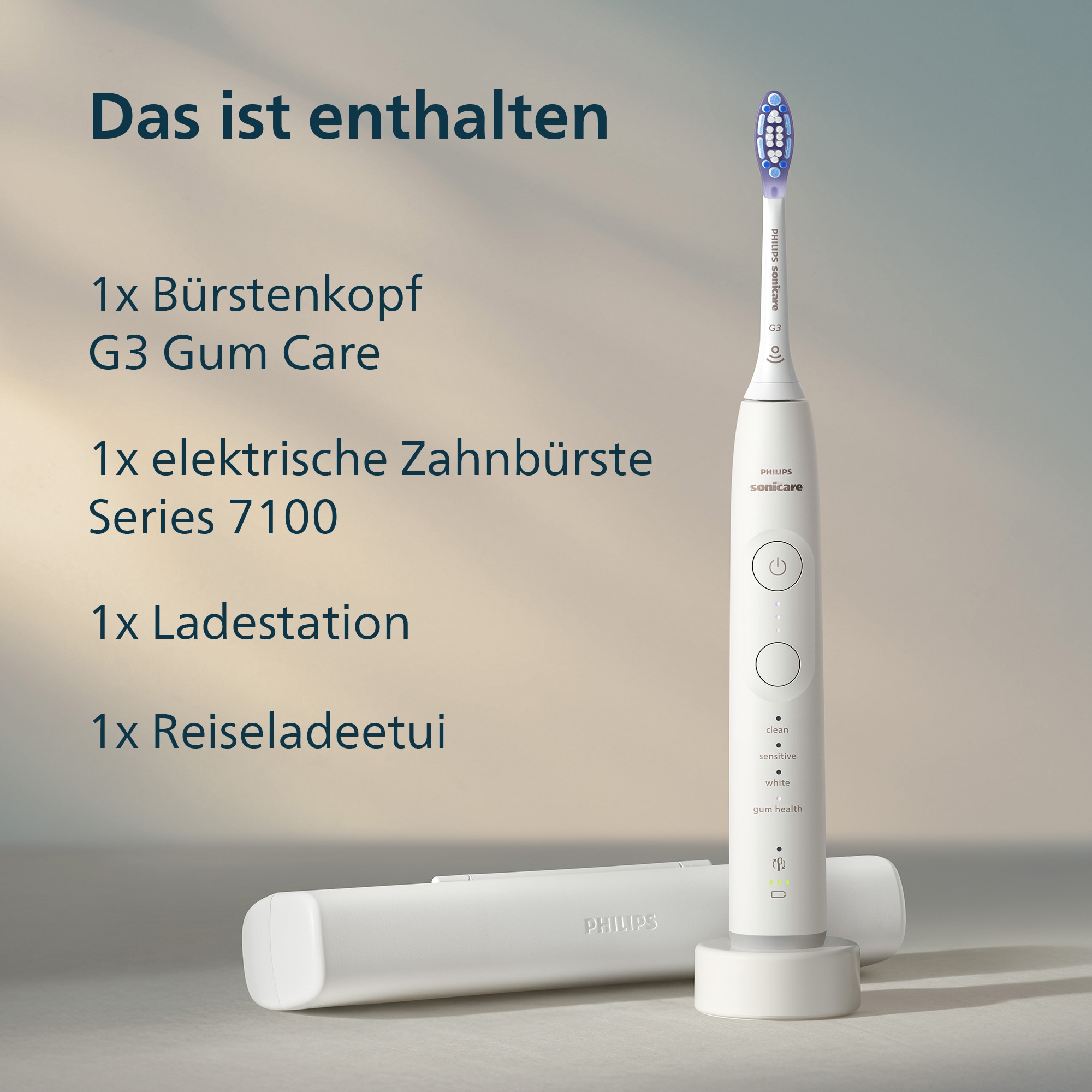 Philips Sonicare Elektrische Zahnbürste »Series 7100 HX7421/01« 1 Stk. Aufsteckbürsten mit visueller Andruckkontrolle, 7 Putzeinstellungen, inkl. Reiseetui