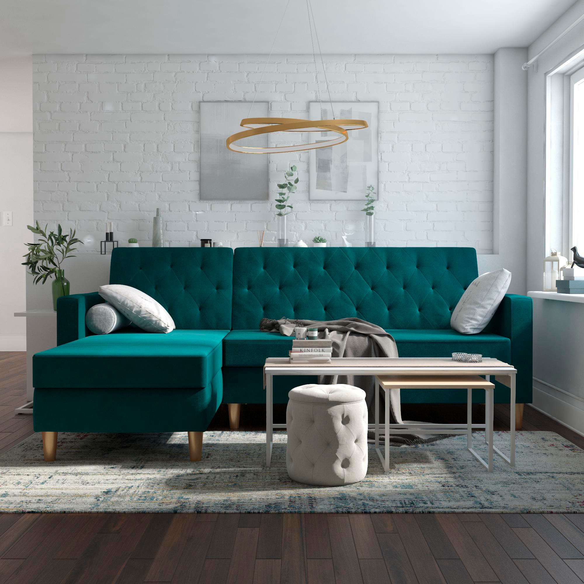 Dorel Home Ecksofa »Liberty, L-Form,« mit Schlafffunktion, Recamiere beidseitig montierbar, Sitzhöhe 43 cm