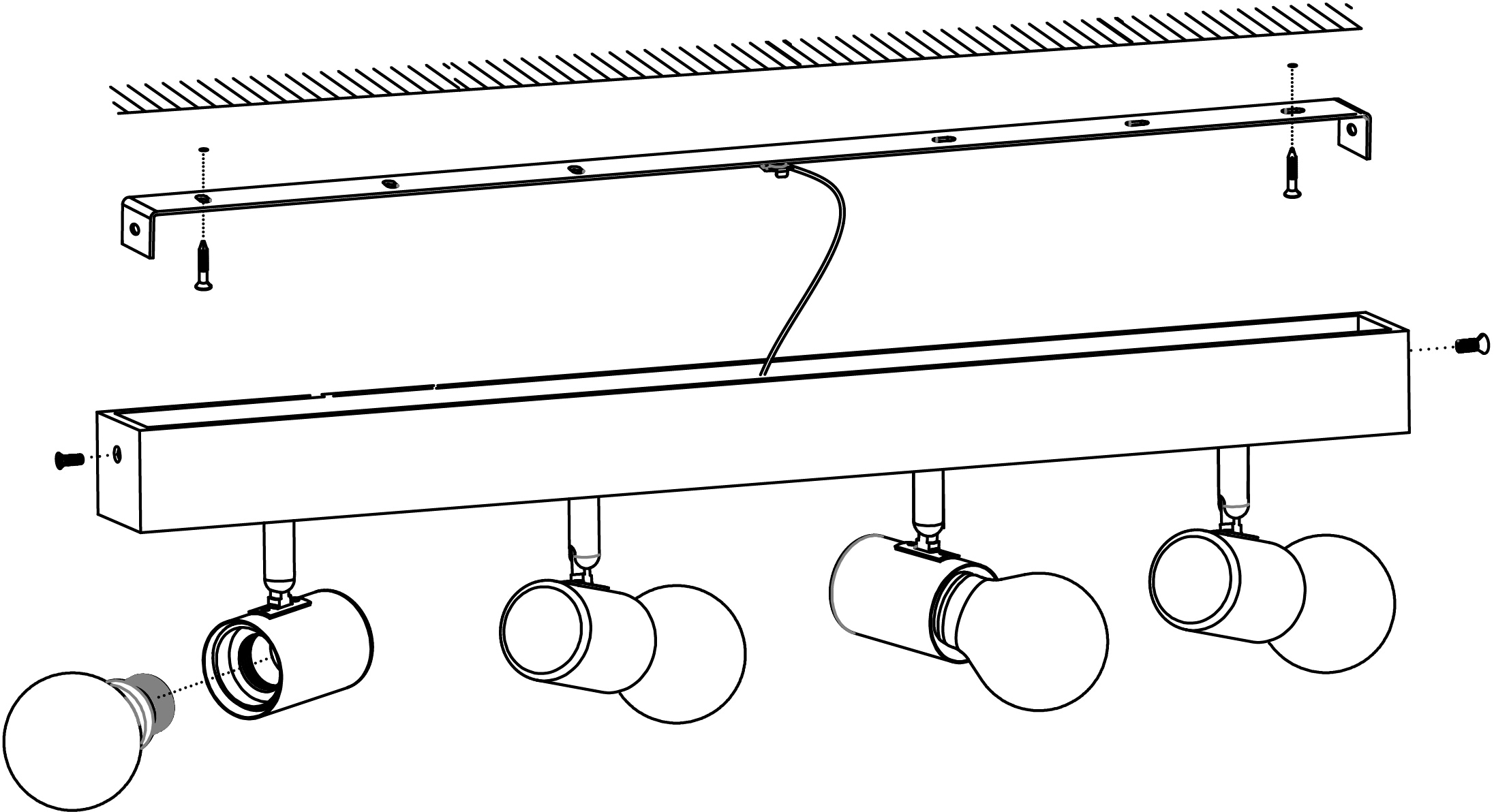 EGLO Deckenspot »TOWNSHEND 3« E27 Spot, Wohnzimmerlampe, Flur, L63 x B5 cm, 4X60W exkl.