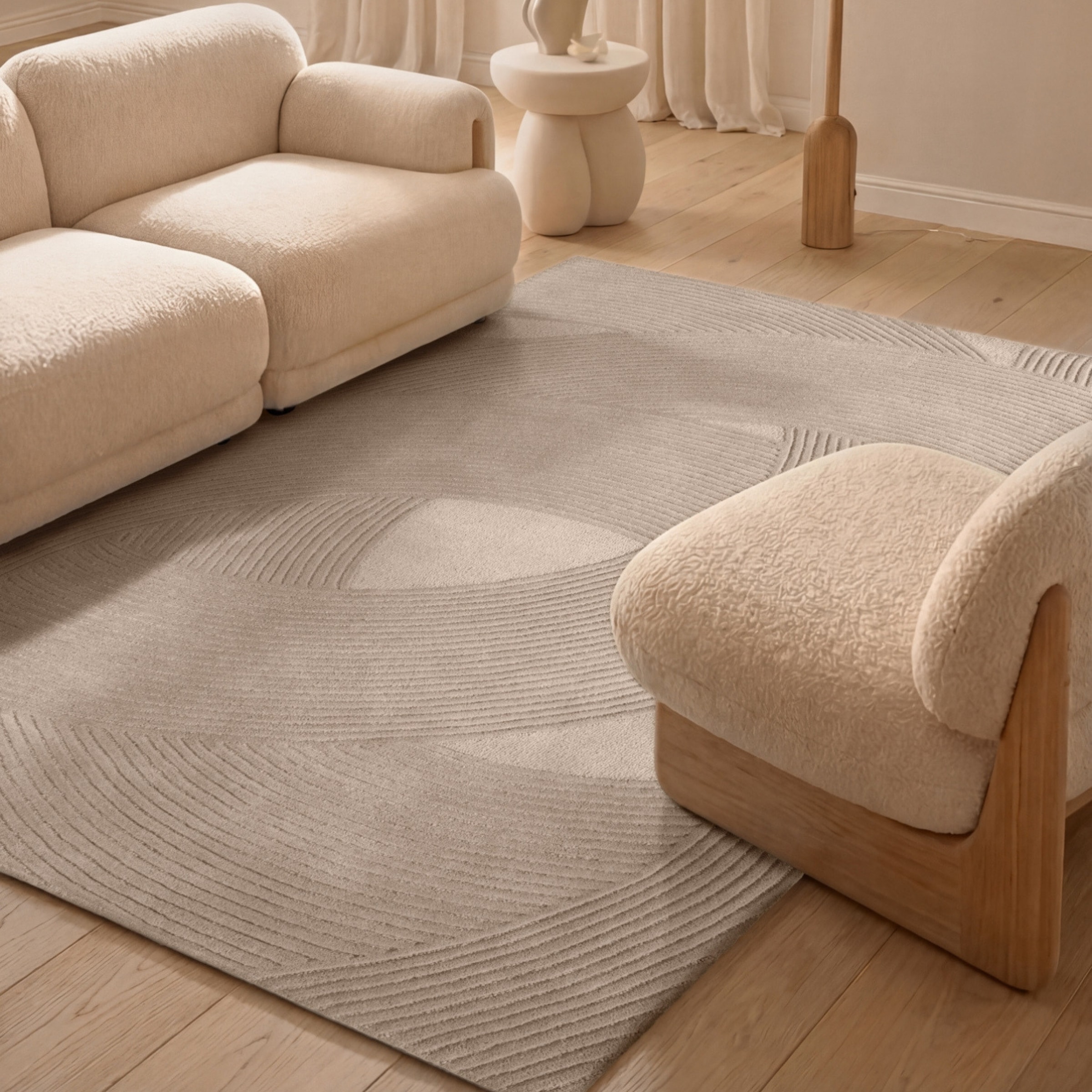 Ted Baker Wollteppich »Teppich Wollteppich Victoria« rechteckig 18 mm Höhe Naturteppich Wolle, Hoch-Tief-Design, Wohnzimmer, Schlafzimmer