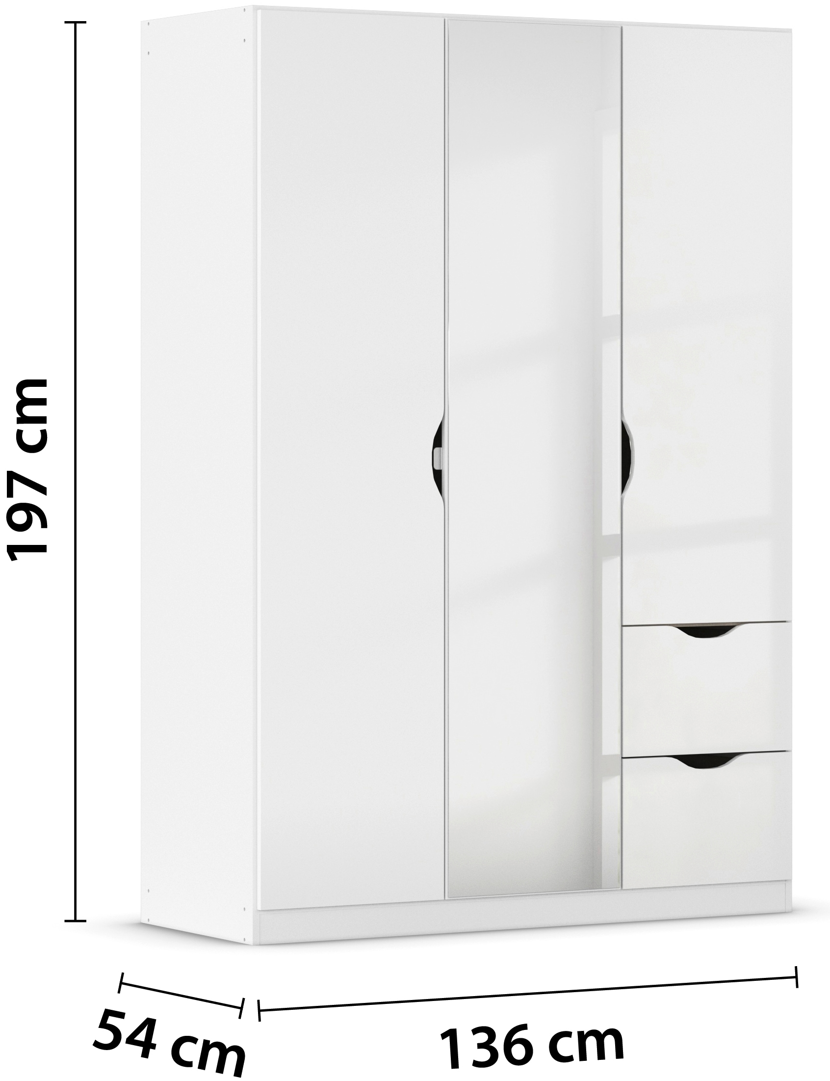 rauch Kleiderschrank »Freiham Kleiderschrank Garderobenschrank Nischenlösung« mit Spiegel und Schubkästen, Griffmulden,  Schlafzimmerschrank Schrank