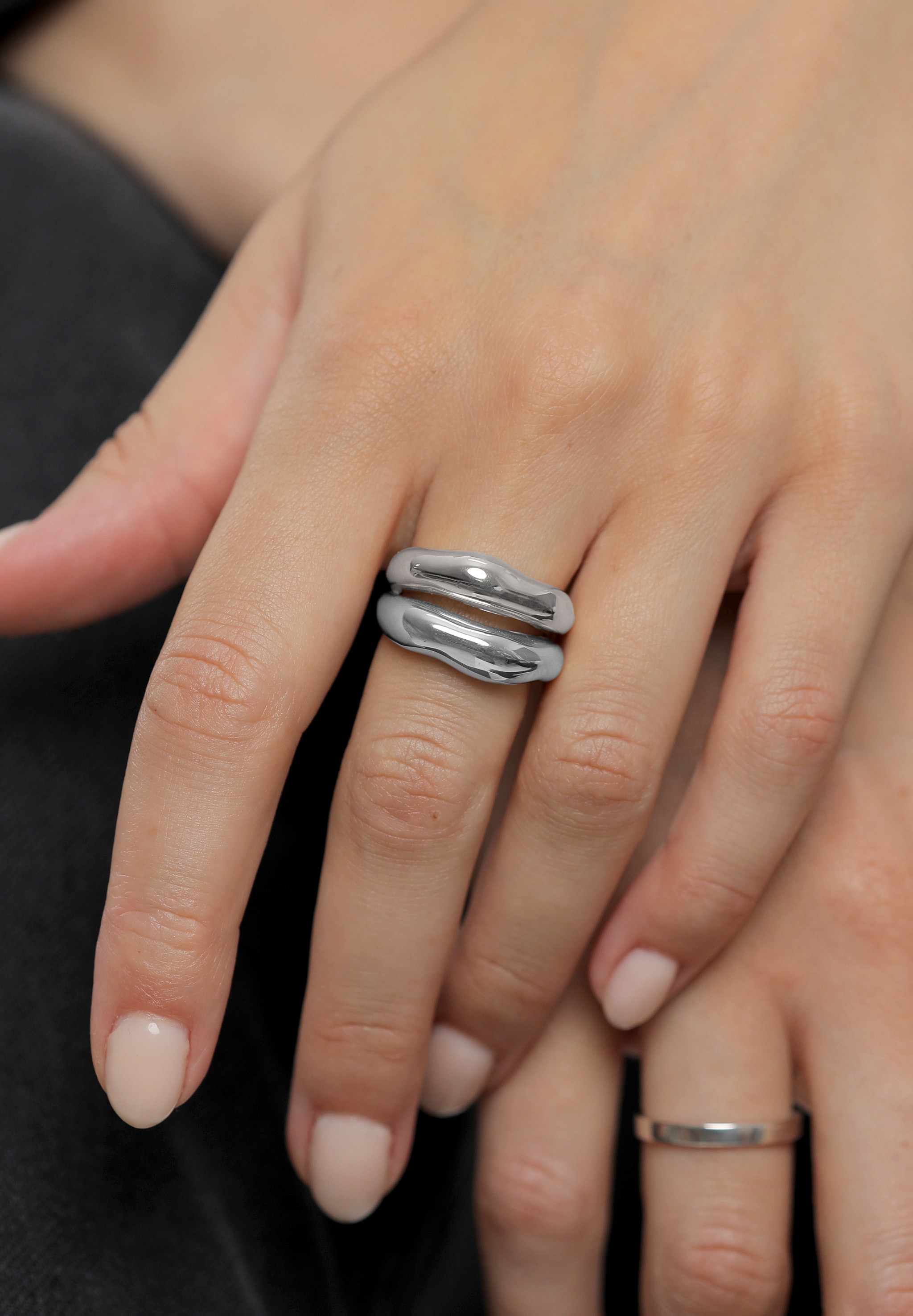 Elli Premium Silberring »Ring Bandring Bicolor Organic Look 925 Sterling Silber vergoldet«