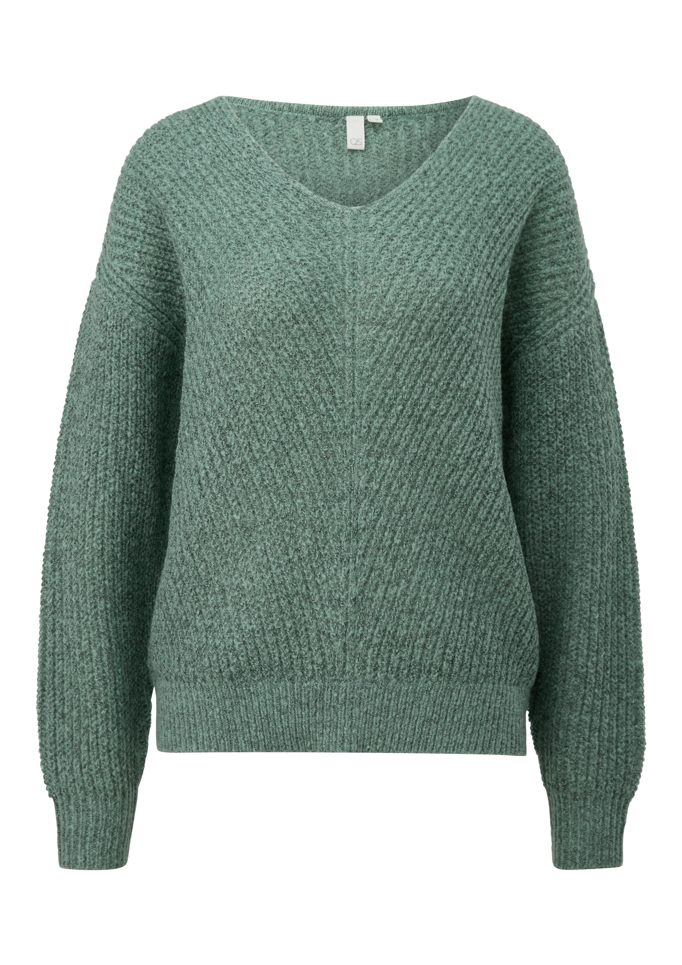 QS Strickpullover mit V-Ausschnitt und Struktur-Strick