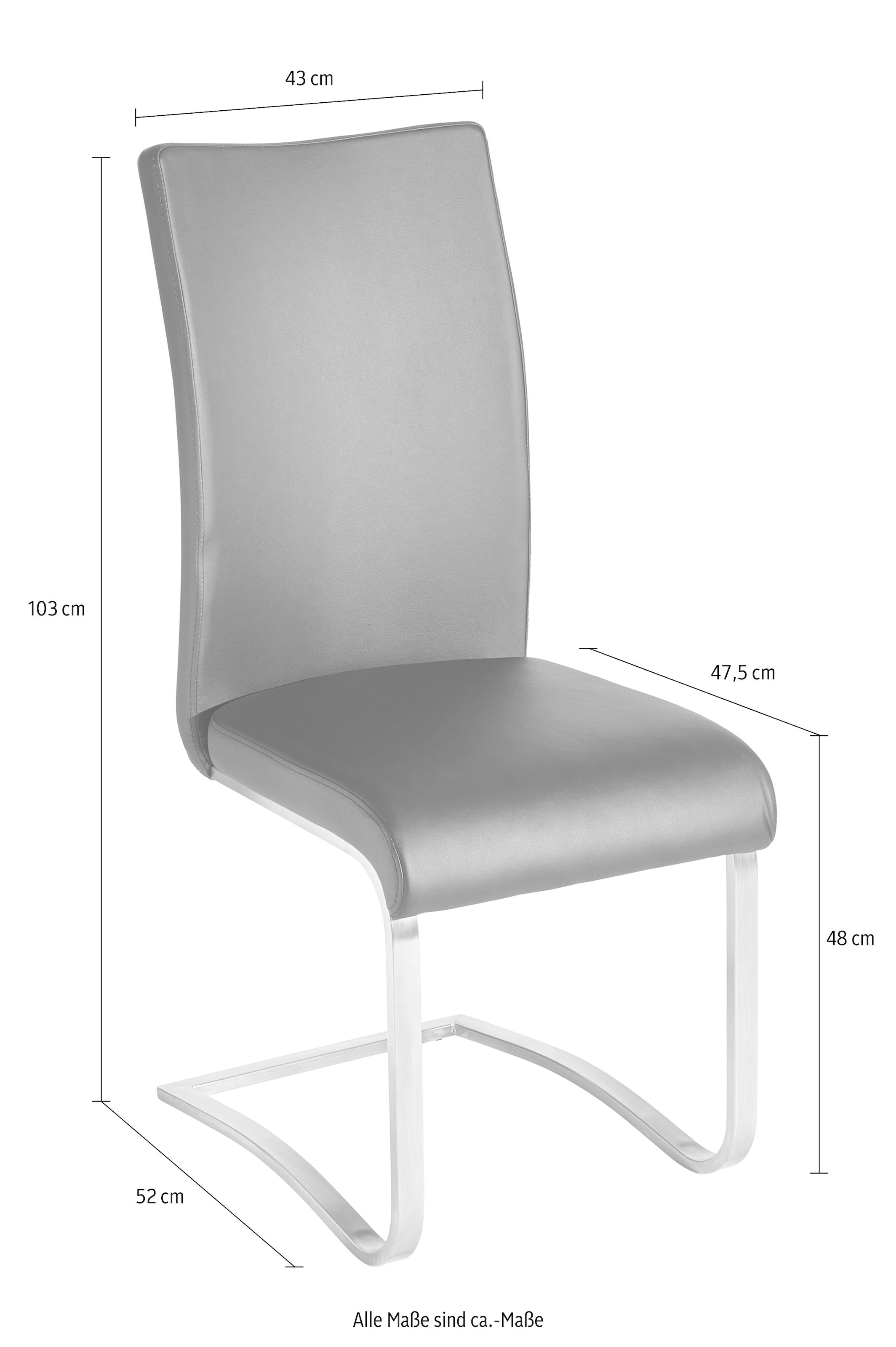 »Arco«, mit kaufen Freischwinger Stuhl Kg 2 Rechnung bis belastbar Leder, auf (Set), MCA Echtlederbezug, furniture 130 St.,